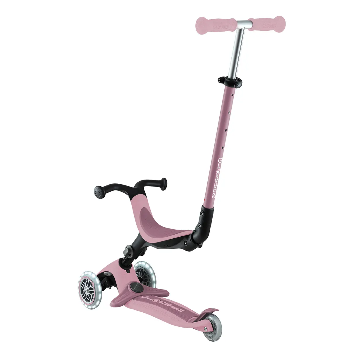 Globber 3-in-1 Roller Go-Up Active Lights Eco mit Leuchtrollen – Beere, 15M-9J