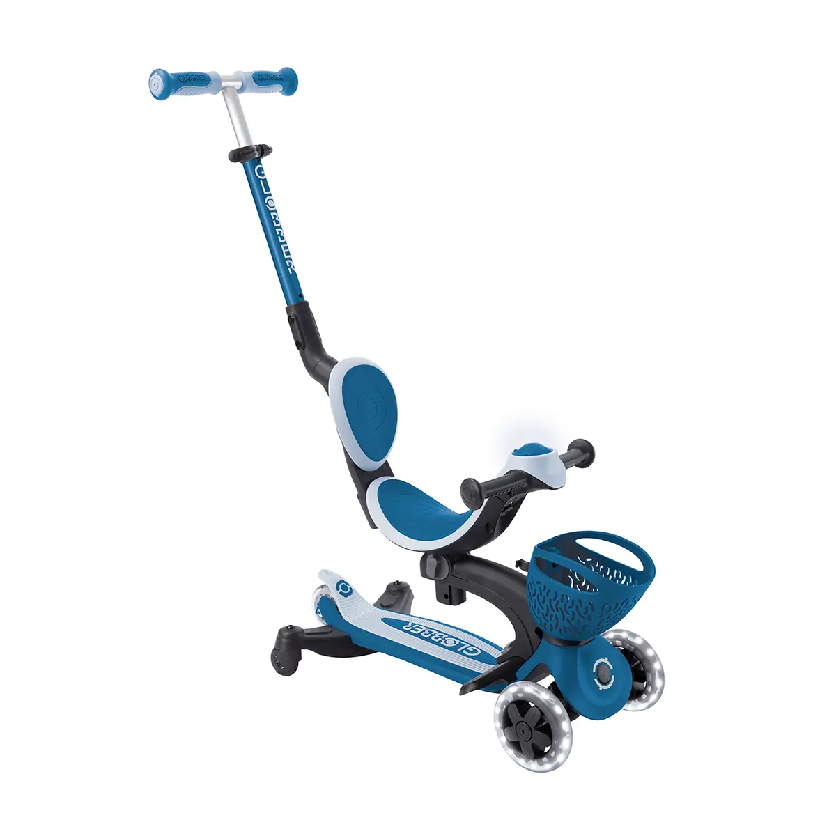 Globber 3-in-1 Roller Go-Up Baby Lights 360º mit Leuchtrollen – Petrol Blue, 15M-9J – Bild 7
