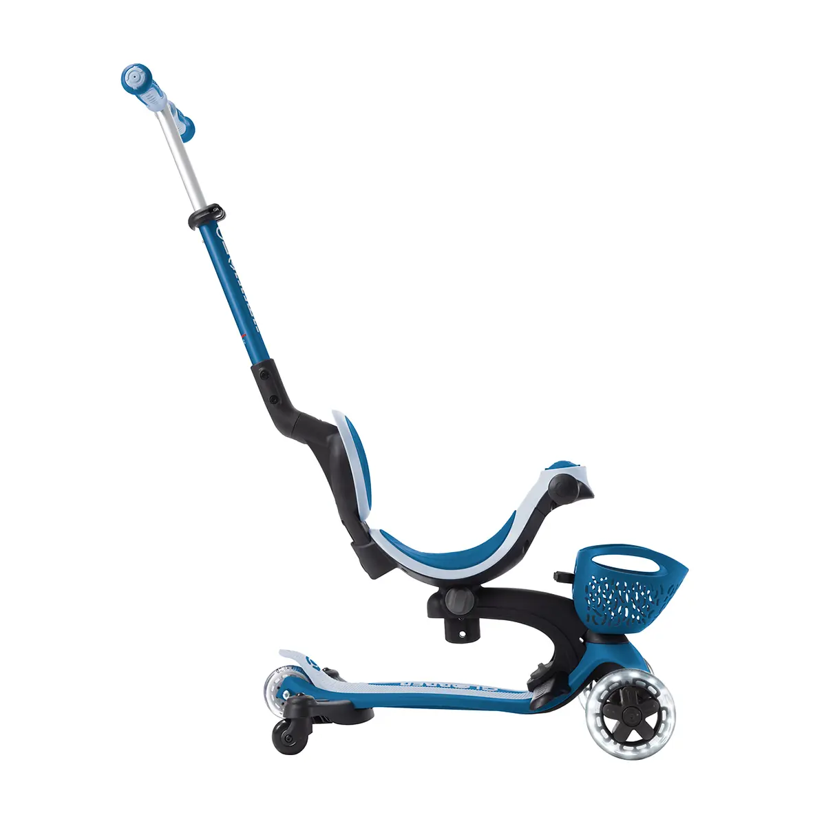 Globber 3-in-1 Roller Go-Up Baby Lights 360º mit Leuchtrollen – Petrol Blue, 15M-9J
