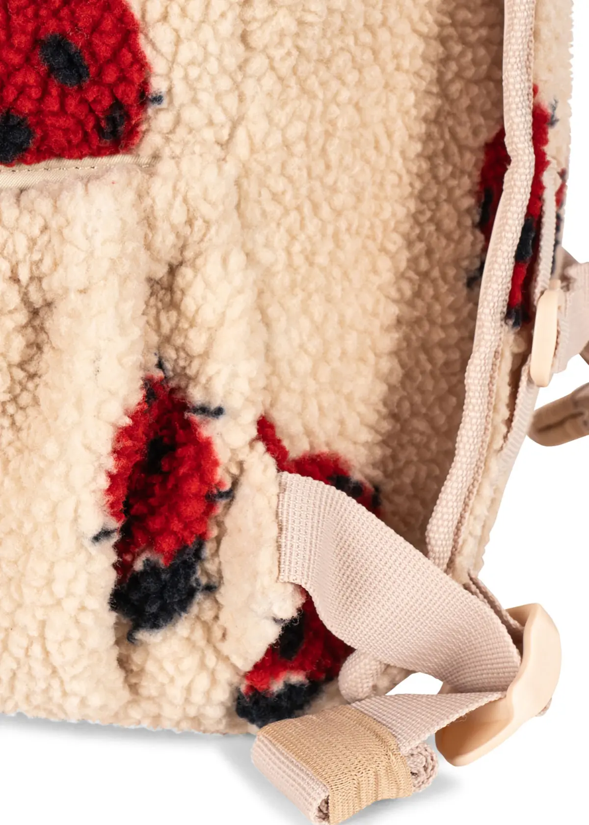 Konges Sløjd Teddyfell-Kinderrucksack Jody „Ladybug Sand“