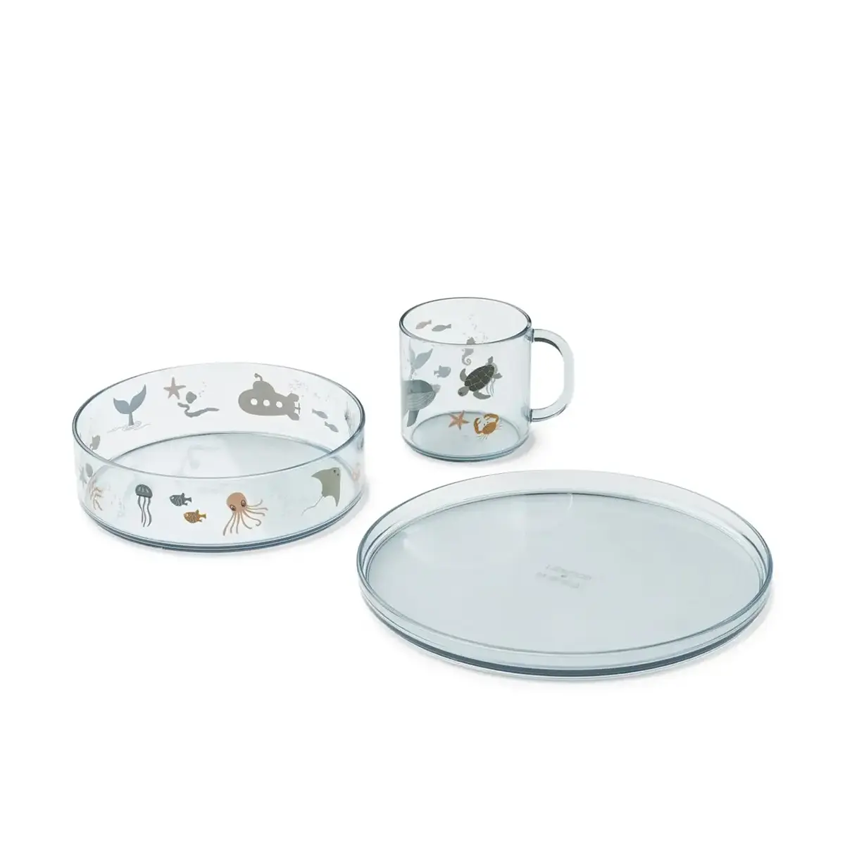 Liewood Tritan-Geschirr-Set Siva „Sea creature / Sandy“, 3er-Set, bruchsicher