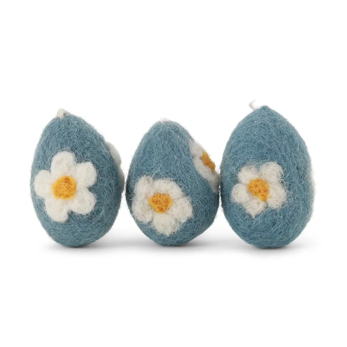 Gry & Sif Filz-Ostereier-Set „Blue Flowers“ H4cm