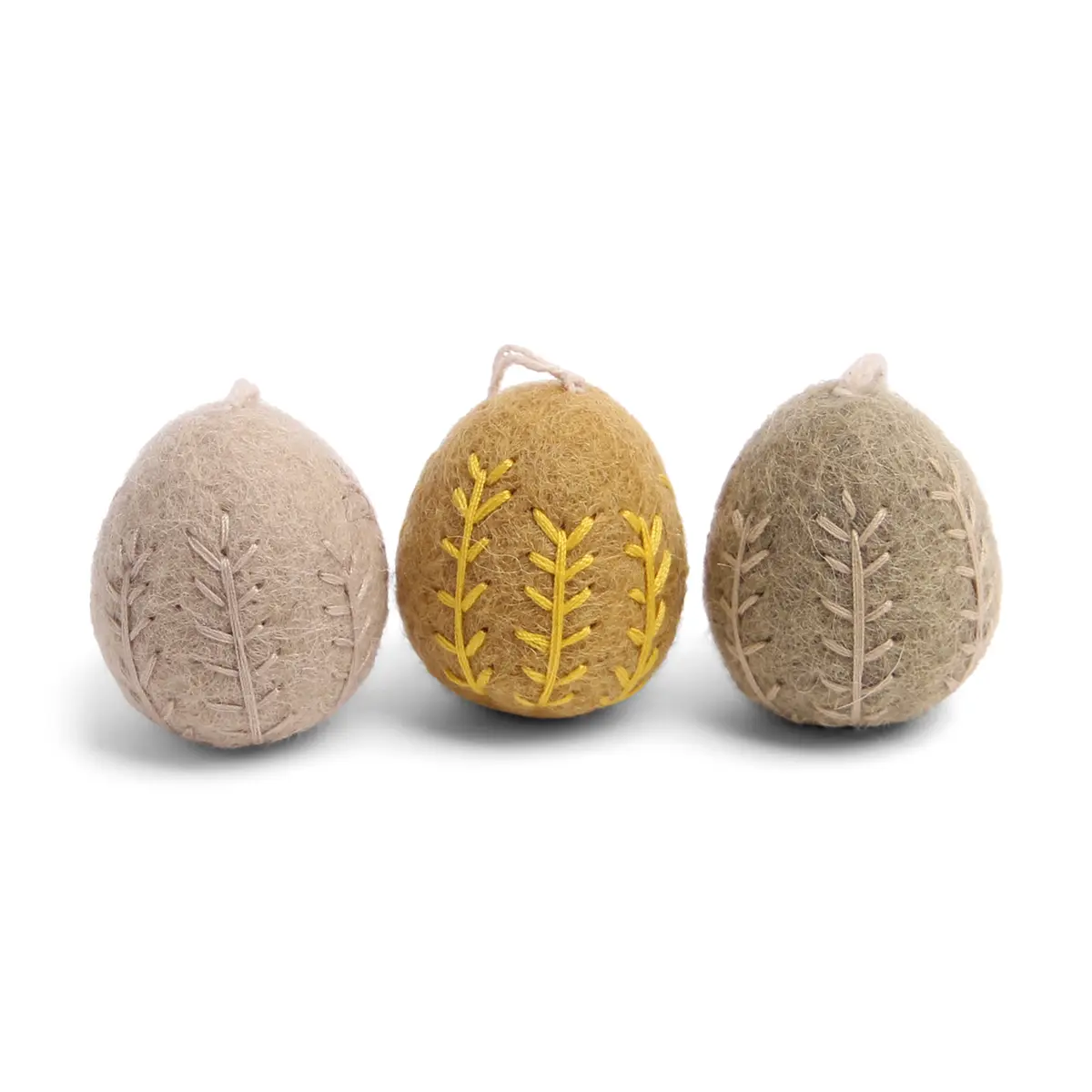 Gry & Sif Filz-Ostereier-Set „Clay Colors / Garland Embroidery“ H4cm