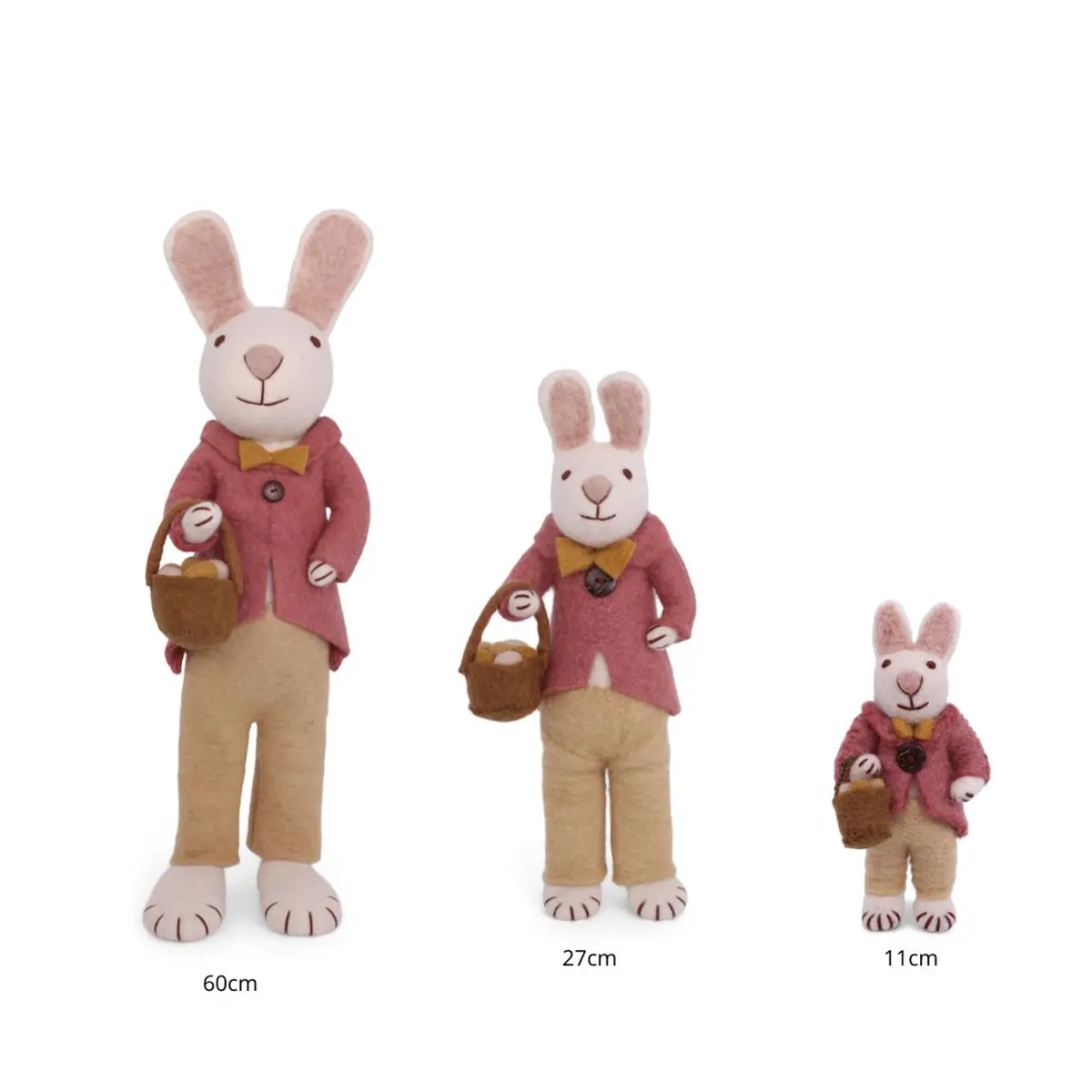 Gry & Sif Hasenfamilie „weißer Hase mit Jacke und Eierkorb“ H27cm