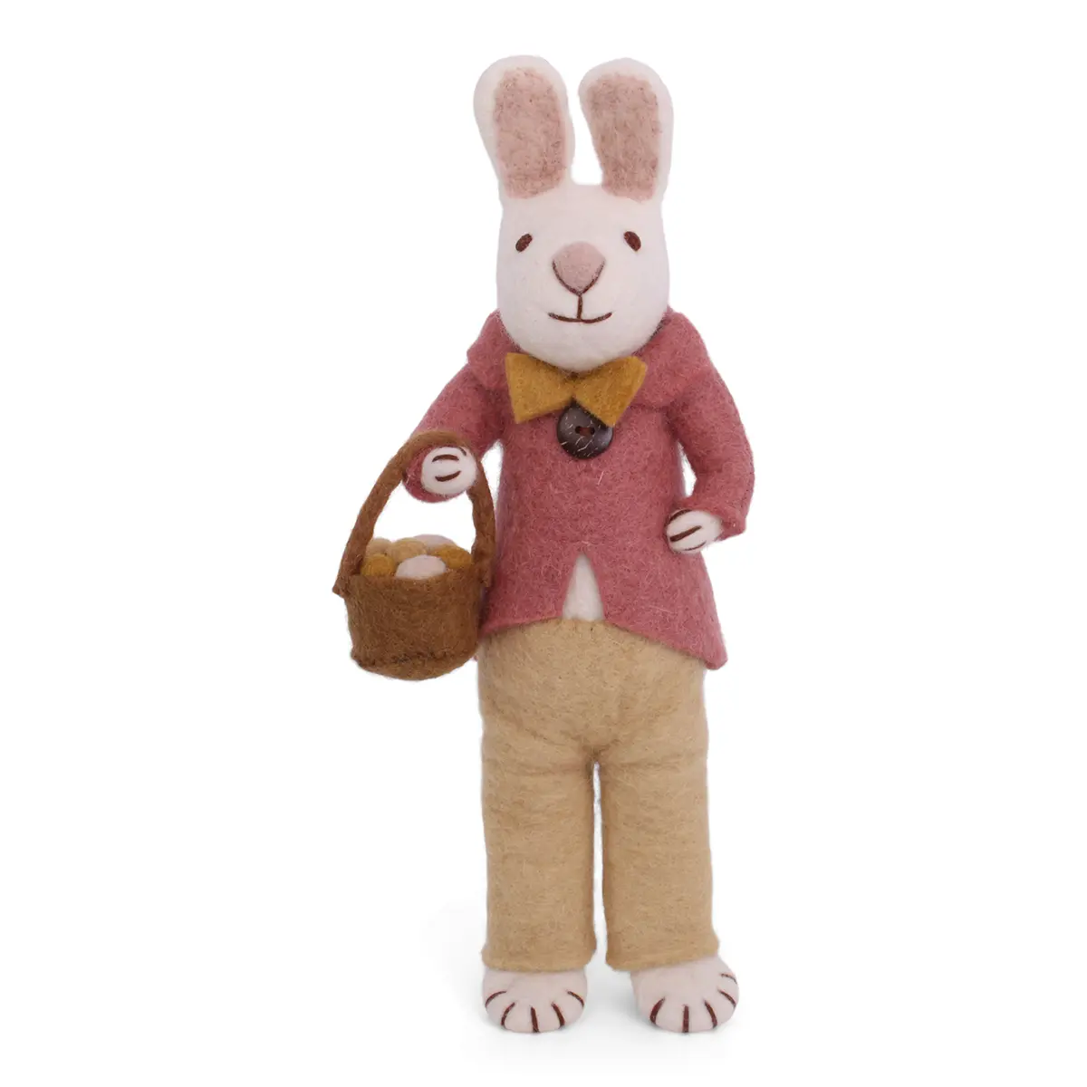 Gry & Sif Hasenfamilie „weißer Hase mit Jacke und Eierkorb“ H27cm