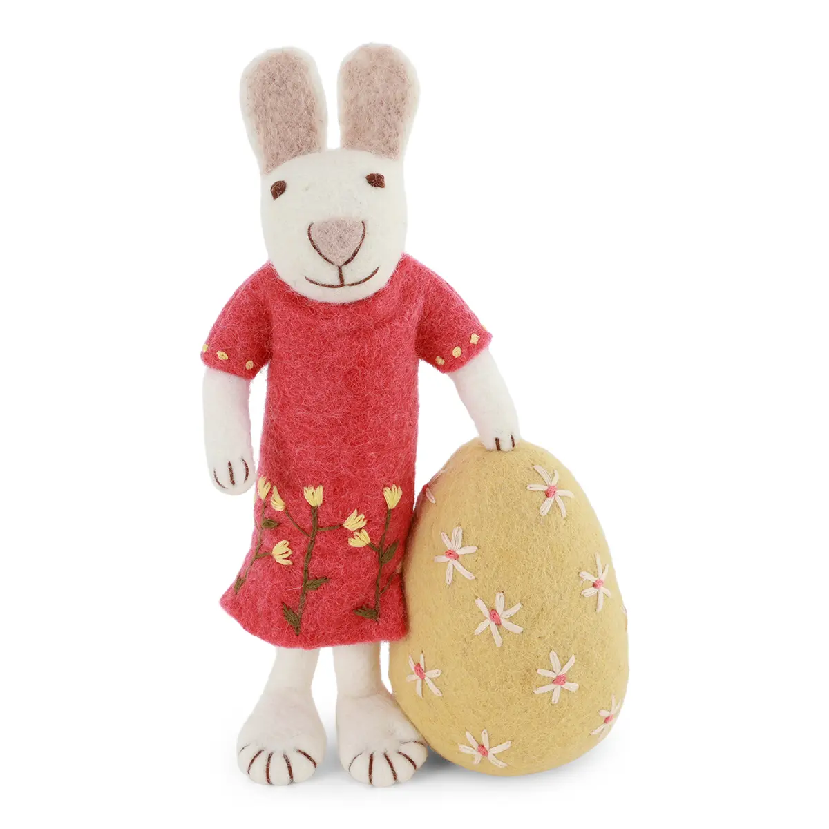 Gry & Sif Hasenfamilie „weißer Hase mit Kleid und gr. Osterei“ H27cm
