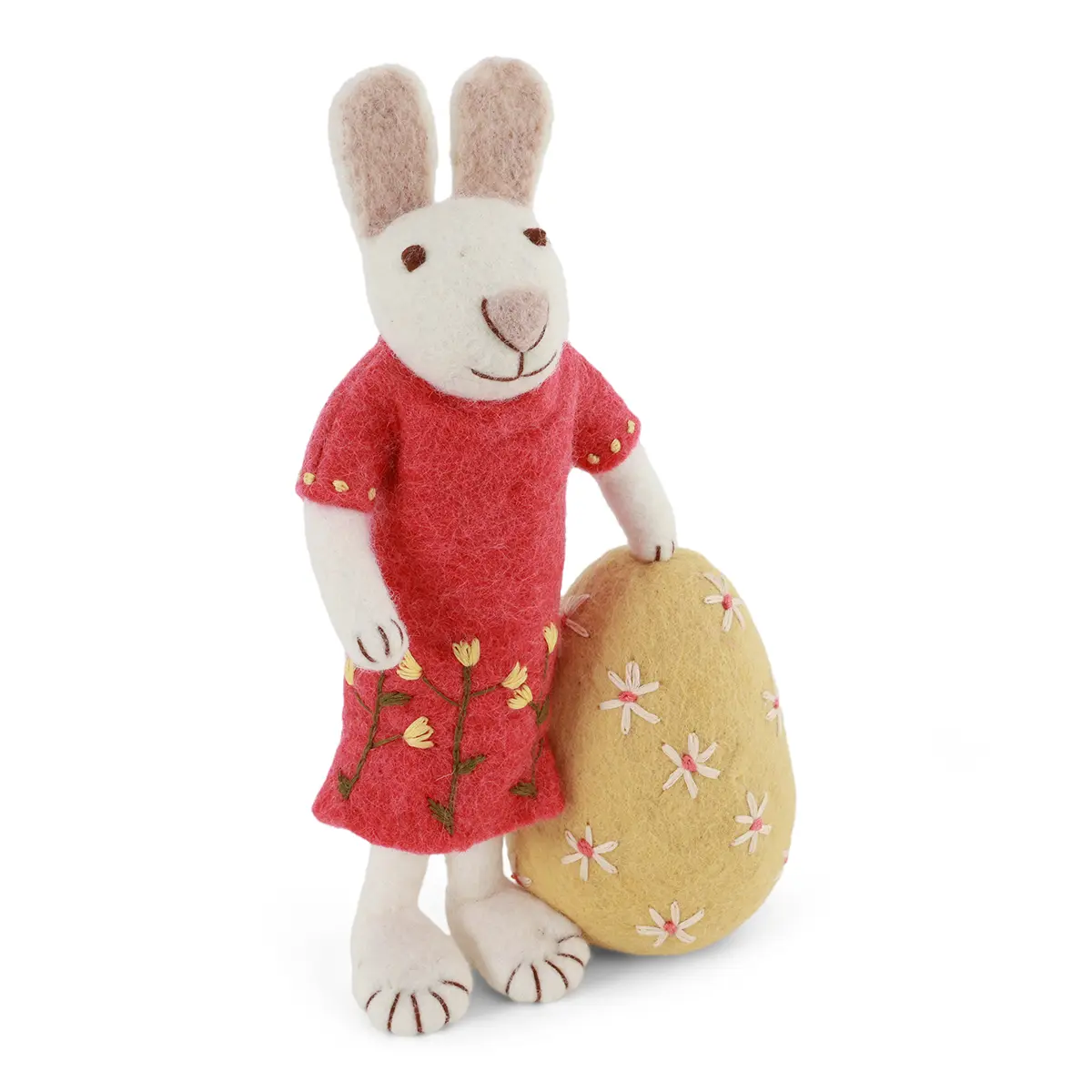 Gry & Sif Hasenfamilie „weißer Hase mit Kleid und gr. Osterei“ H27cm