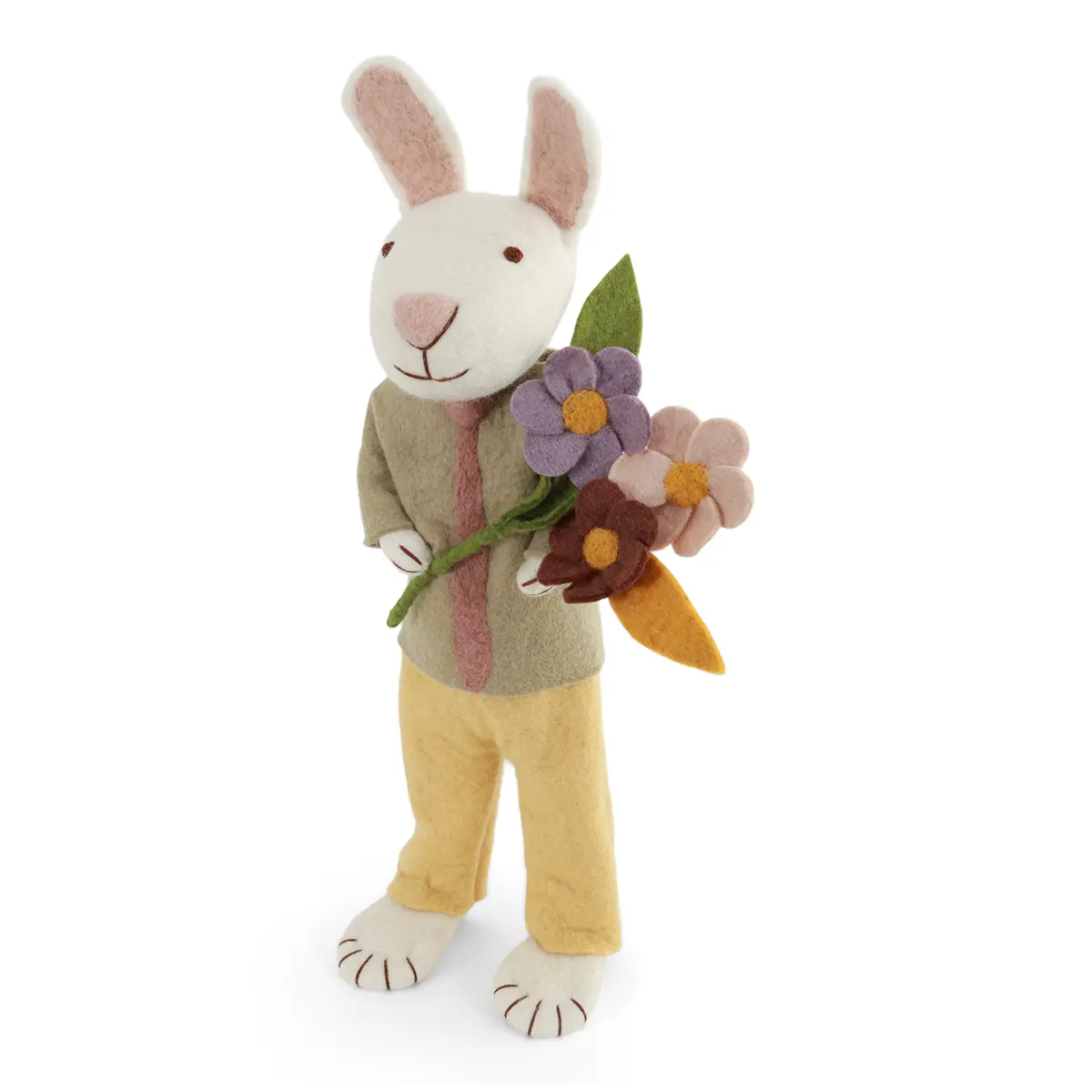 Gry & Sif Hasenfamilie „weißer Hase mit Krawatte und Blumenstrauß“ H60cm