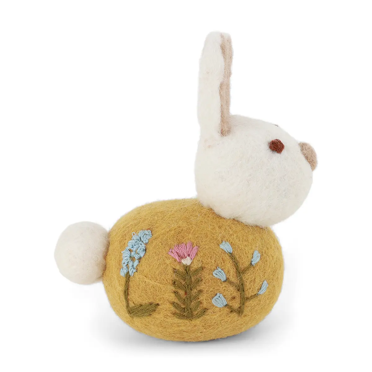 Gry & Sif Osterhase „Sitting Bunny / Flower Embroidery / Ocher“