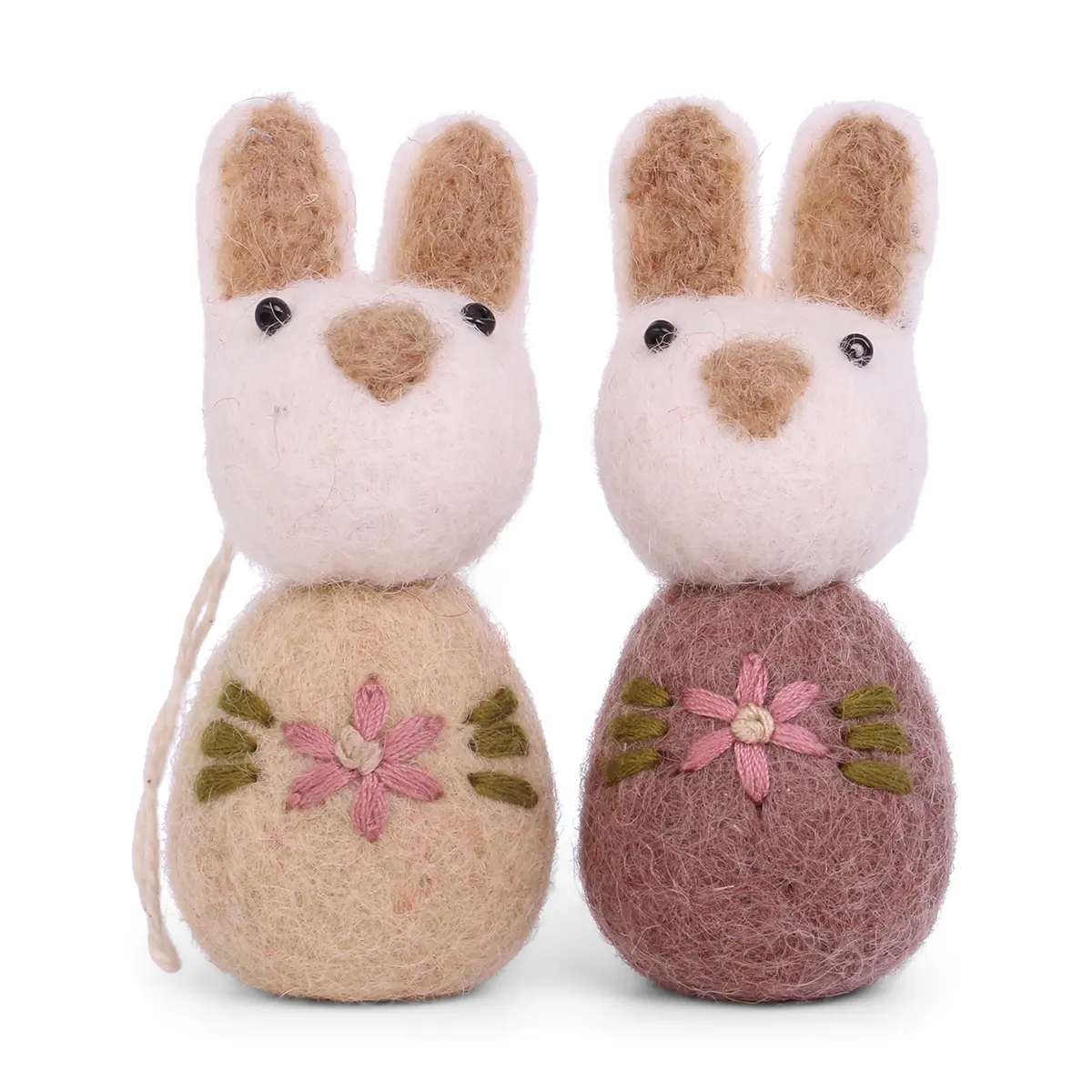 Gry & Sif Osterhasen-Set „Grey / Flower Embroidery Plum“ H7,5