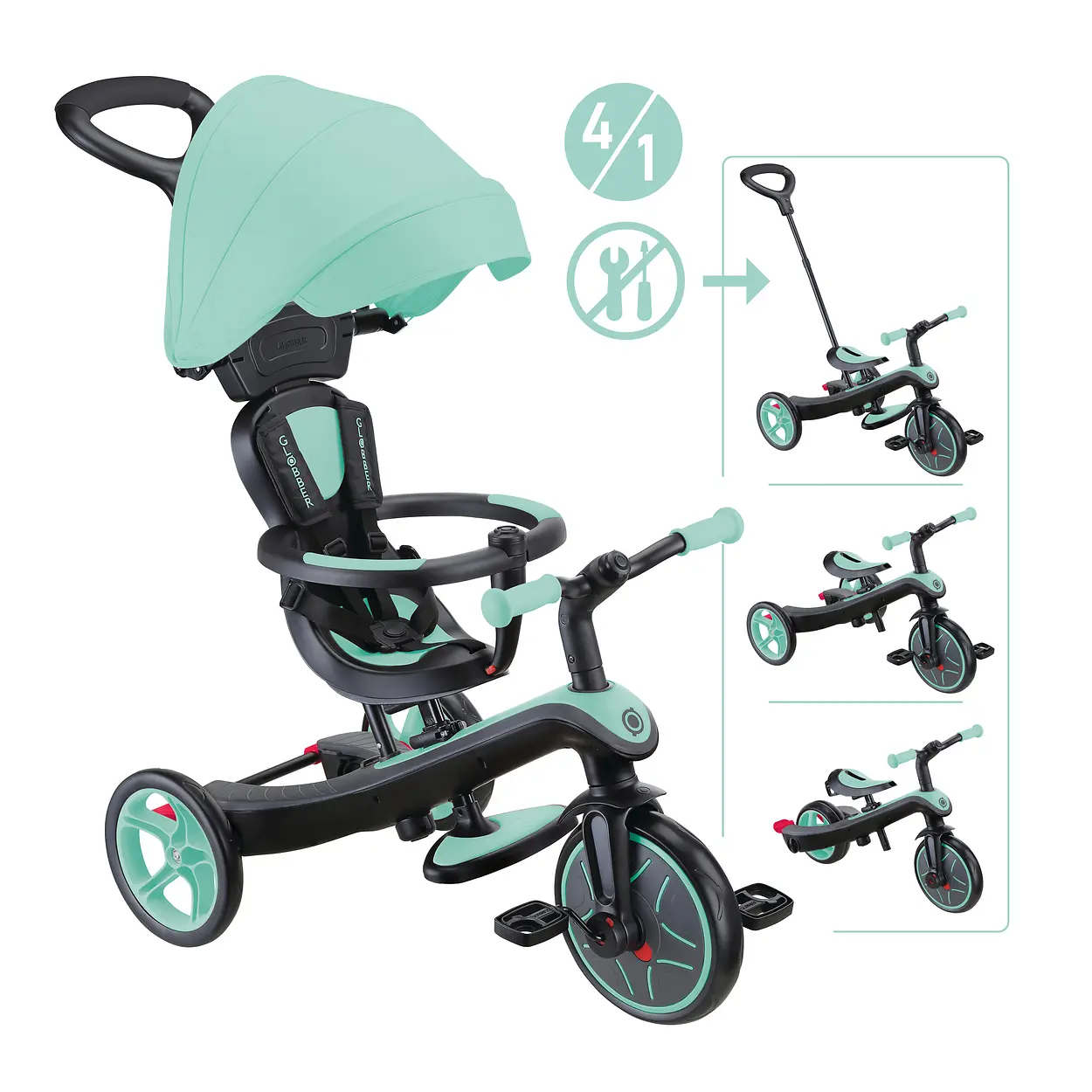 Globber Trike Explorer 4-in-1 – Mit, 10M-5J, mitwachsendes Dreirad (neue Version)