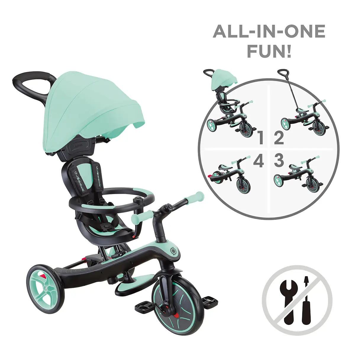 Globber Trike Explorer 4-in-1 – Mit, 10M-5J, mitwachsendes Dreirad (neue Version)
