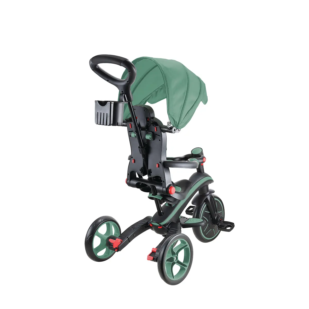 Globber Trike Explorer 4-in-1 – Olivgrün, faltbar, 10M-5J, mitwachsendes Dreirad