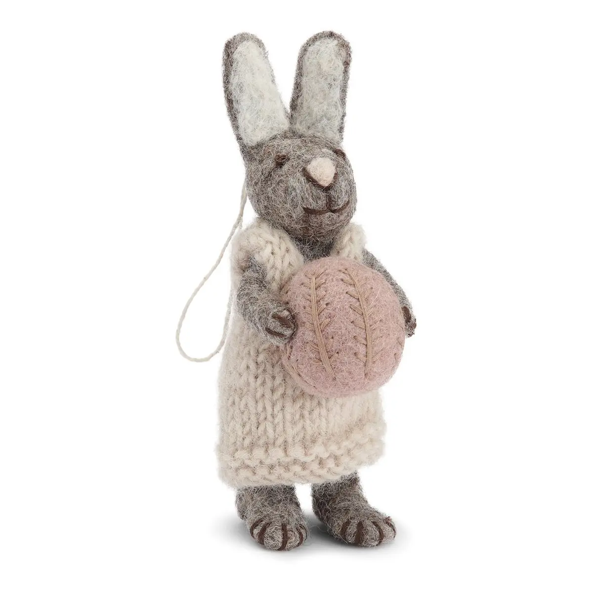 Gry & Sif Hasenfamilie „grauer Hase mit Kleid und rosa Osterei“ H14cm