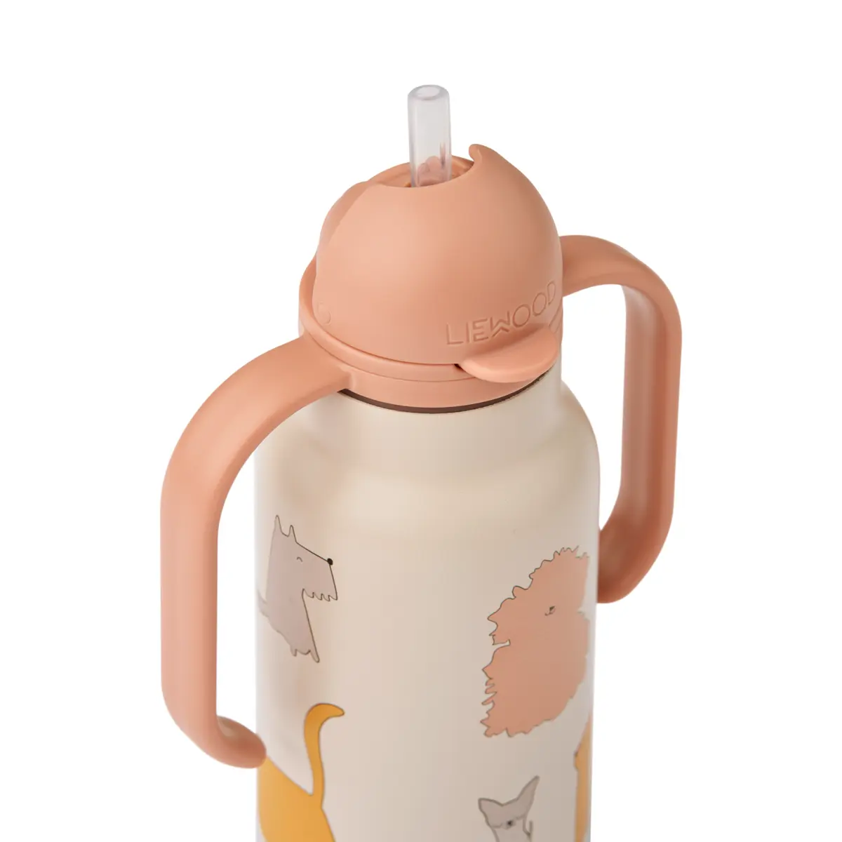 Liewood Edelstahl Trinkflasche Kimmie „Cats and Dogs / Sandy“ mit Griffen