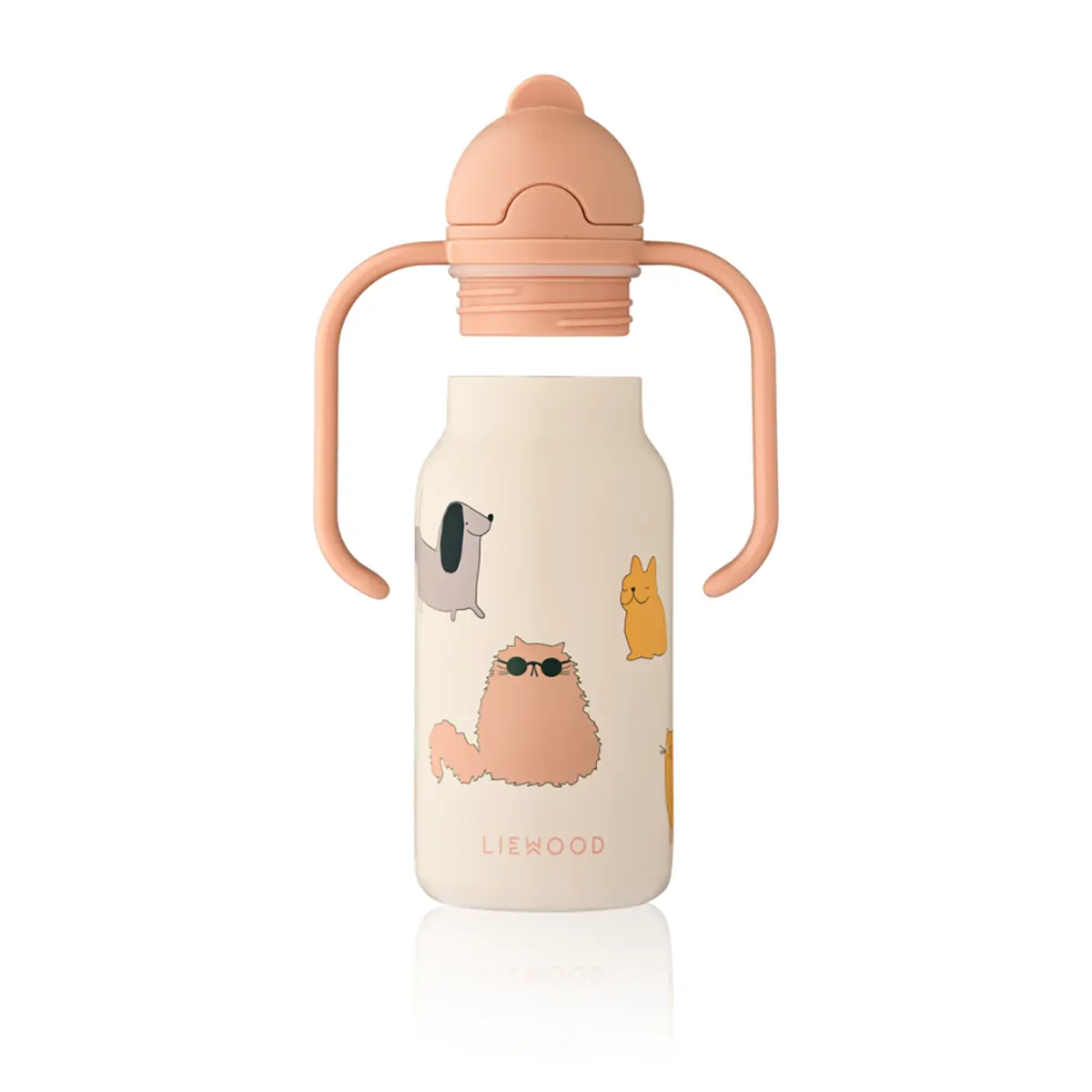 Liewood Edelstahl Trinkflasche Kimmie „Cats and Dogs / Sandy“ mit Griffen
