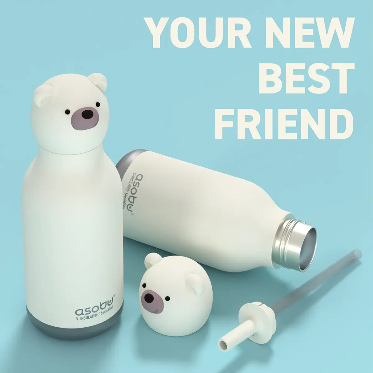 Asobu Bestie Trinkflasche „Chillington der Eisbär" 460ml