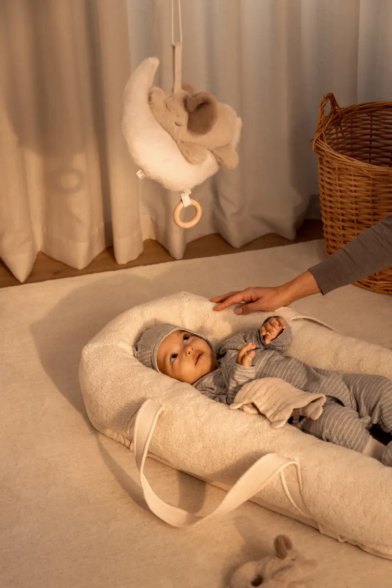Liewood Gro Fleece-Babylift / Babynest „Sandy“, Bio-Baumwolle