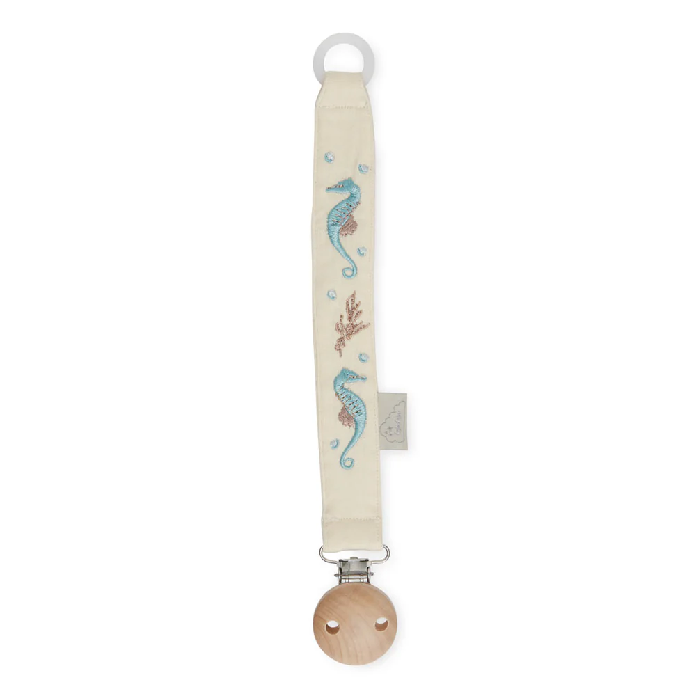 Cam Cam bestickte Schnullerkette „Sea Garden“, GOTS