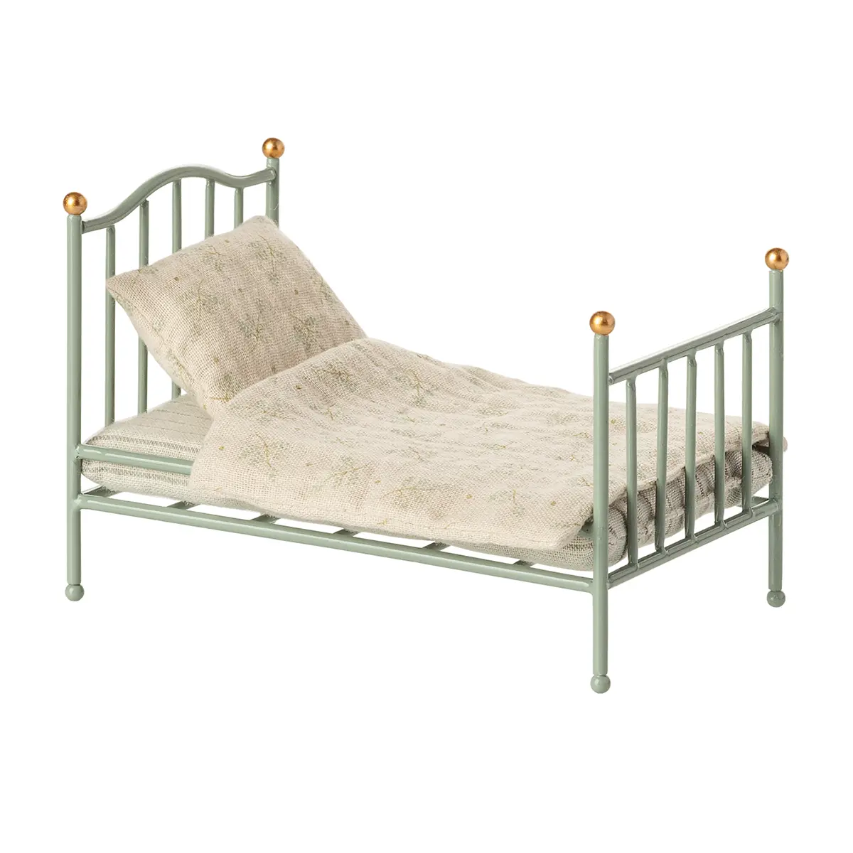 Maileg Puppenhaus Vintage Einzelbett, Maus - Mint, 13x8cm