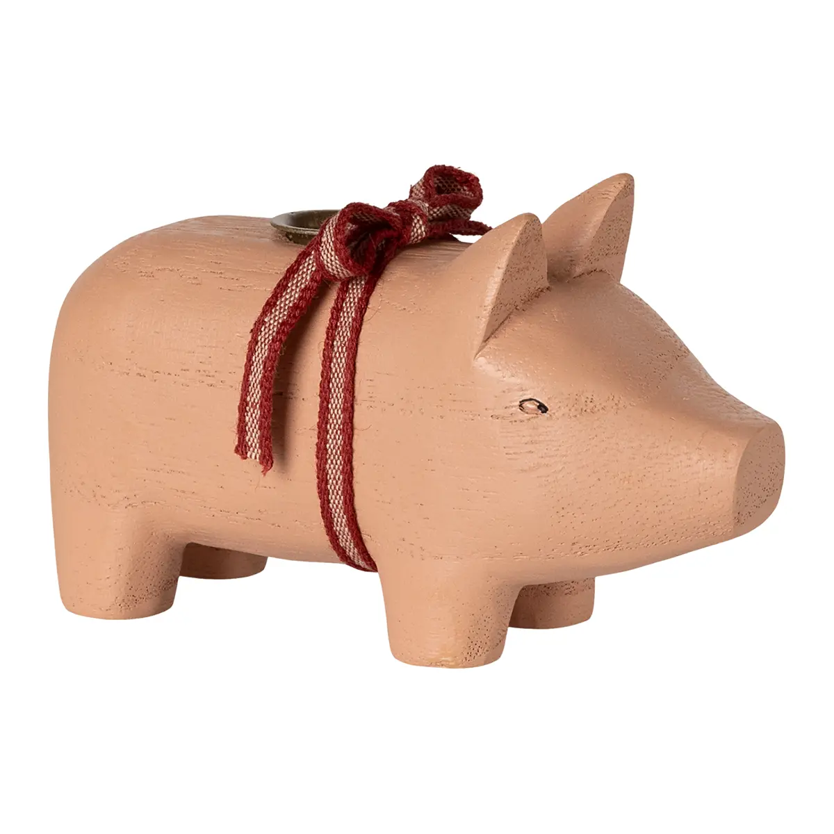 Maileg Kerzenständer aus Holz, Schwein, Klein - Rosa, L11cm