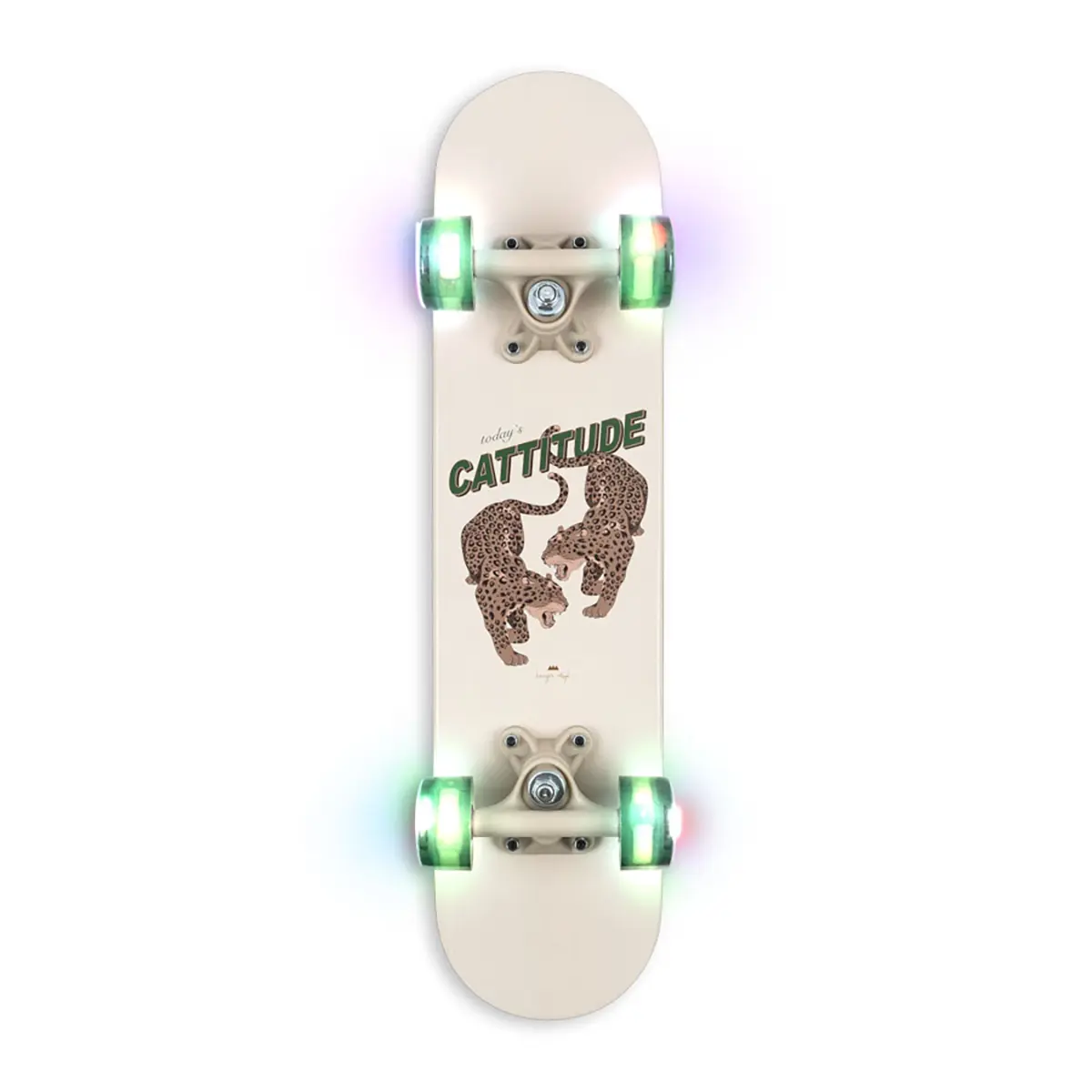 Konges Sløjd Skateboard „Cattitude“ mit Leuchträdern