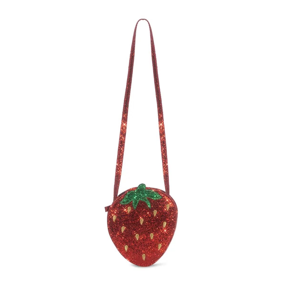 Konges Sløjd Glitzer-Schultertasche Erdbeere für Kinder „Tut / Barbados Cherry“