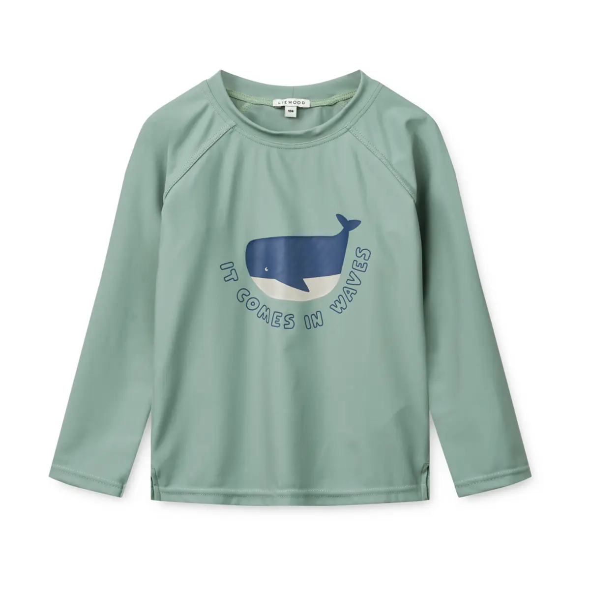 Liewood Noah Langarm-Schwimm-T-Shirt „It comes in waves / Peppermint“, UV 40+