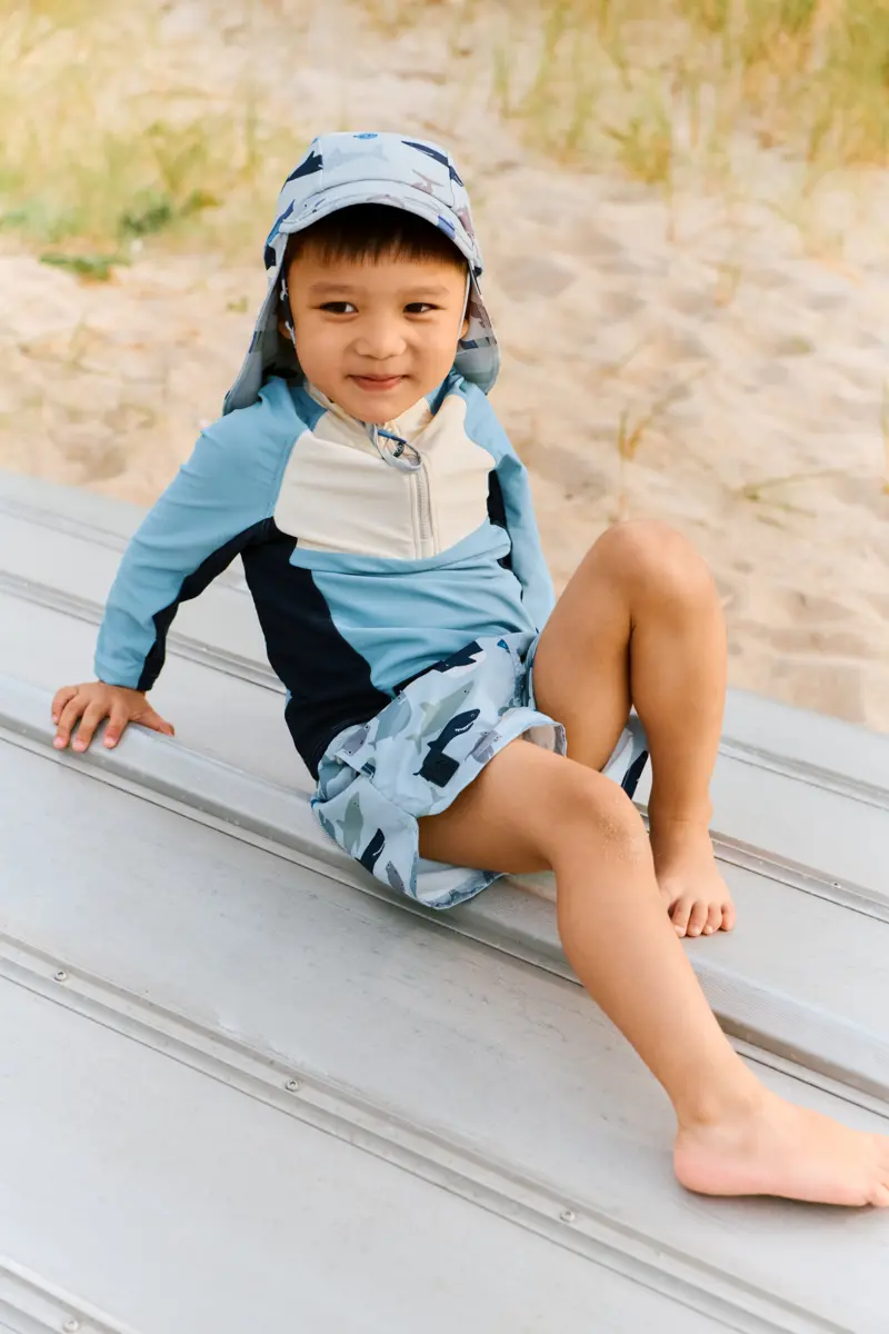 Liewood Oluf Langarm-Schwimm-T-Shirt „Beach blue mix“
