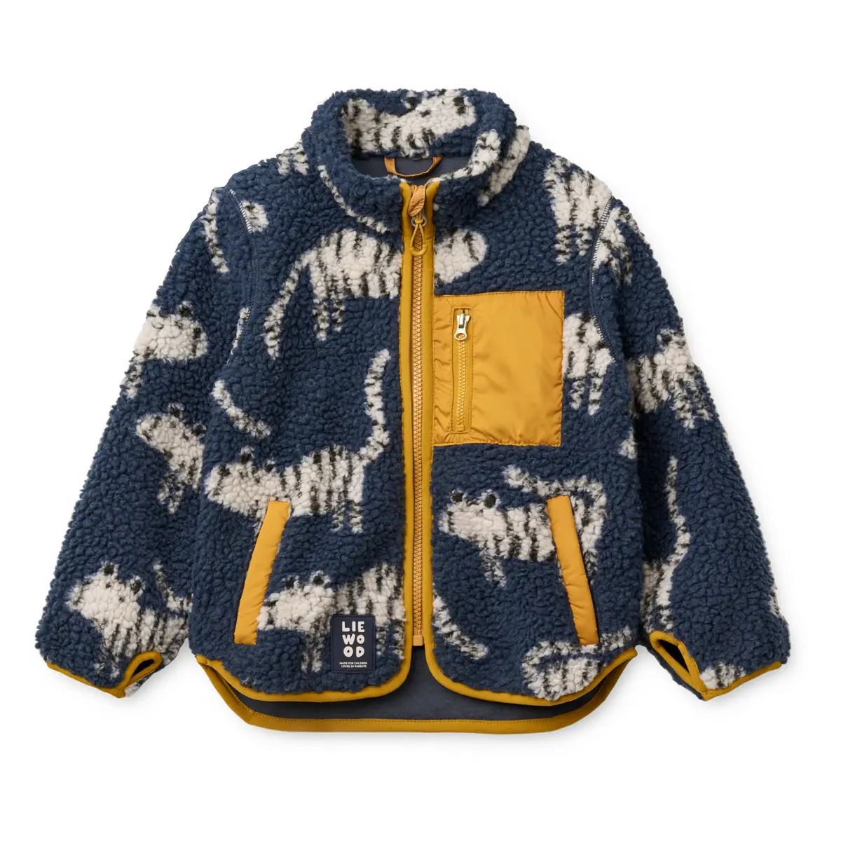 Liewood Nolan Sherpa Jacke für Kinder „Tiger / Classic navy“