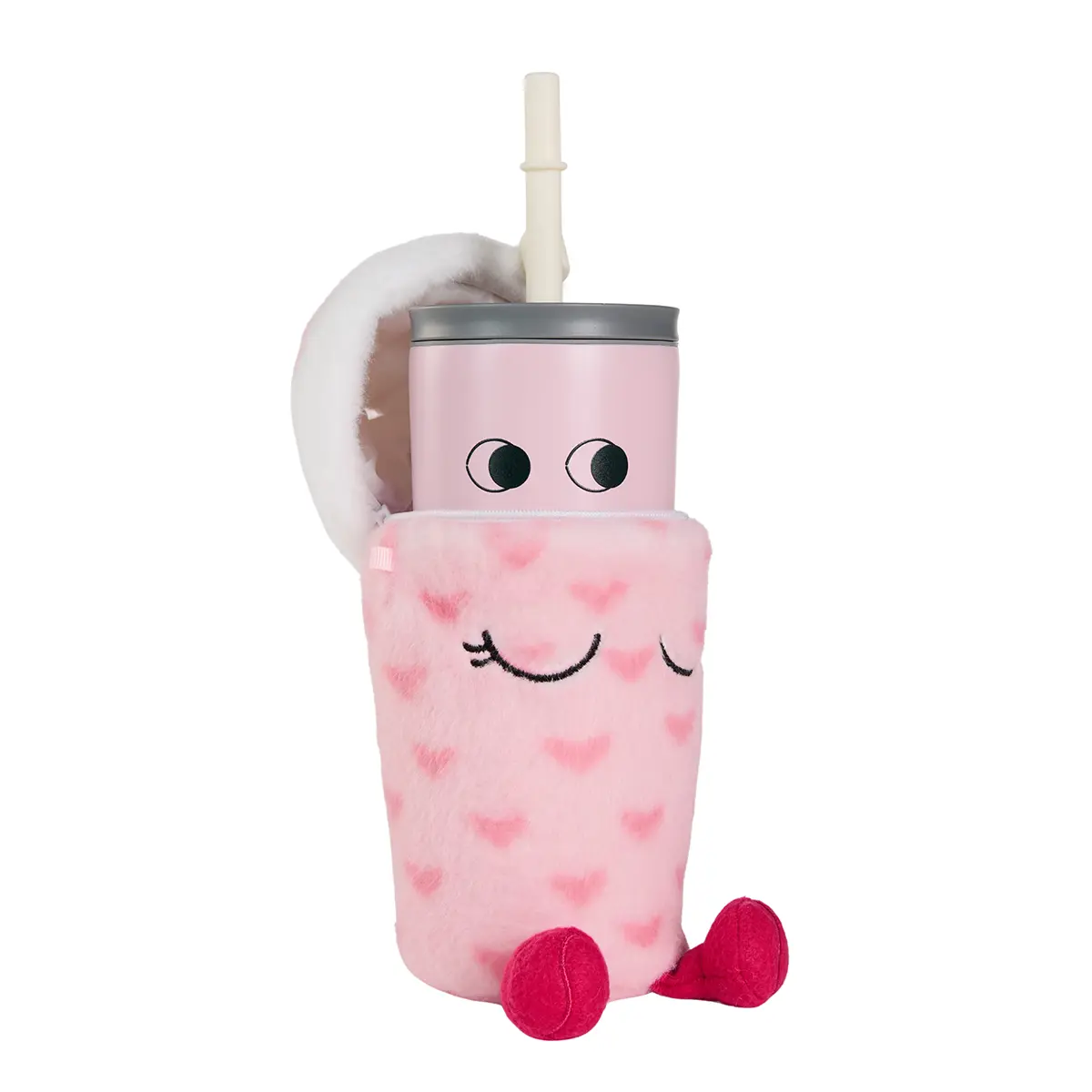 ASOBU Fuzzie Trinkbecher mit Plüschüberzug „Lulu the Love Bug“, 360ml