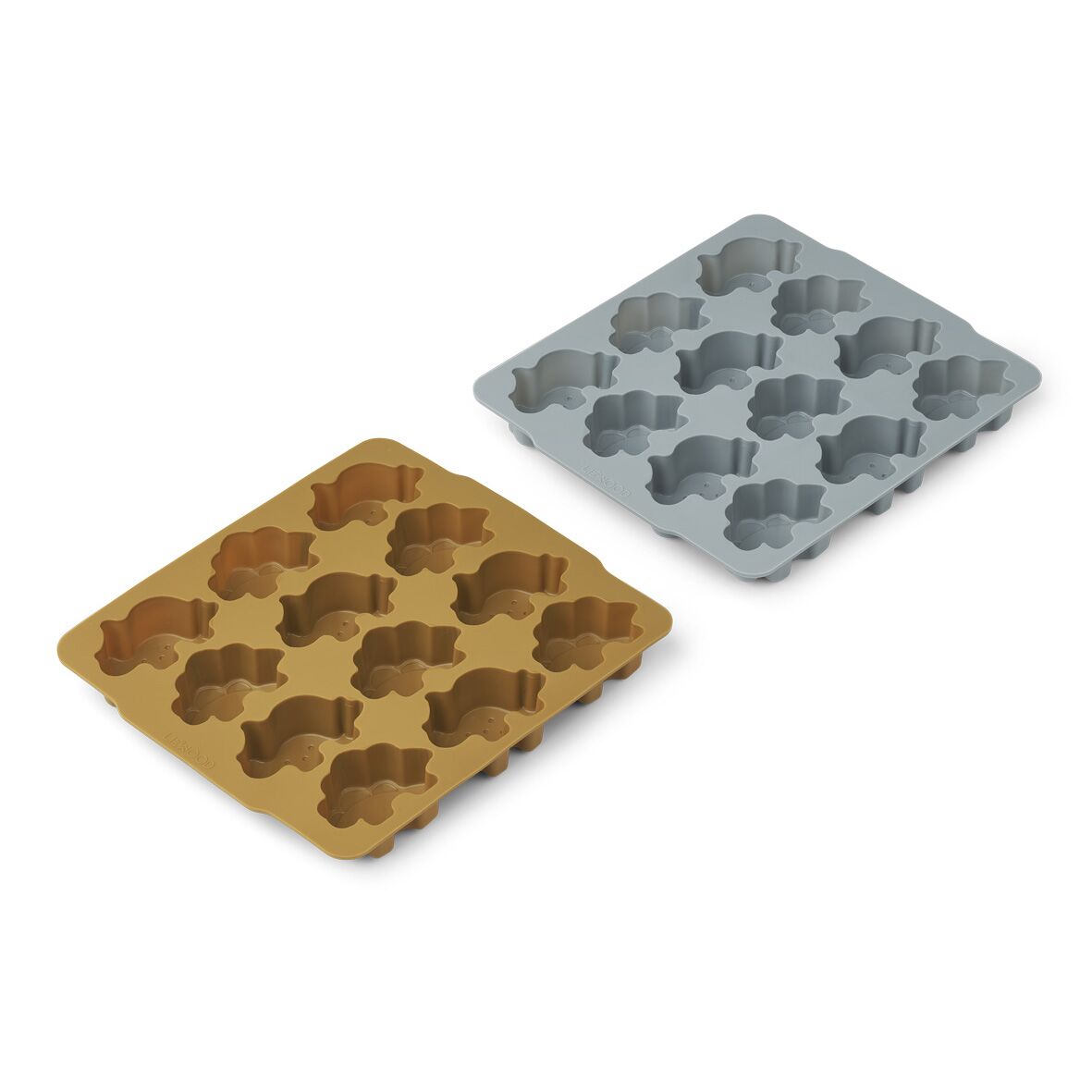 Liewood Sonny Eiswürfelformen „Dino golden caramel / blue fog mix“, 2er-Set, Silikon