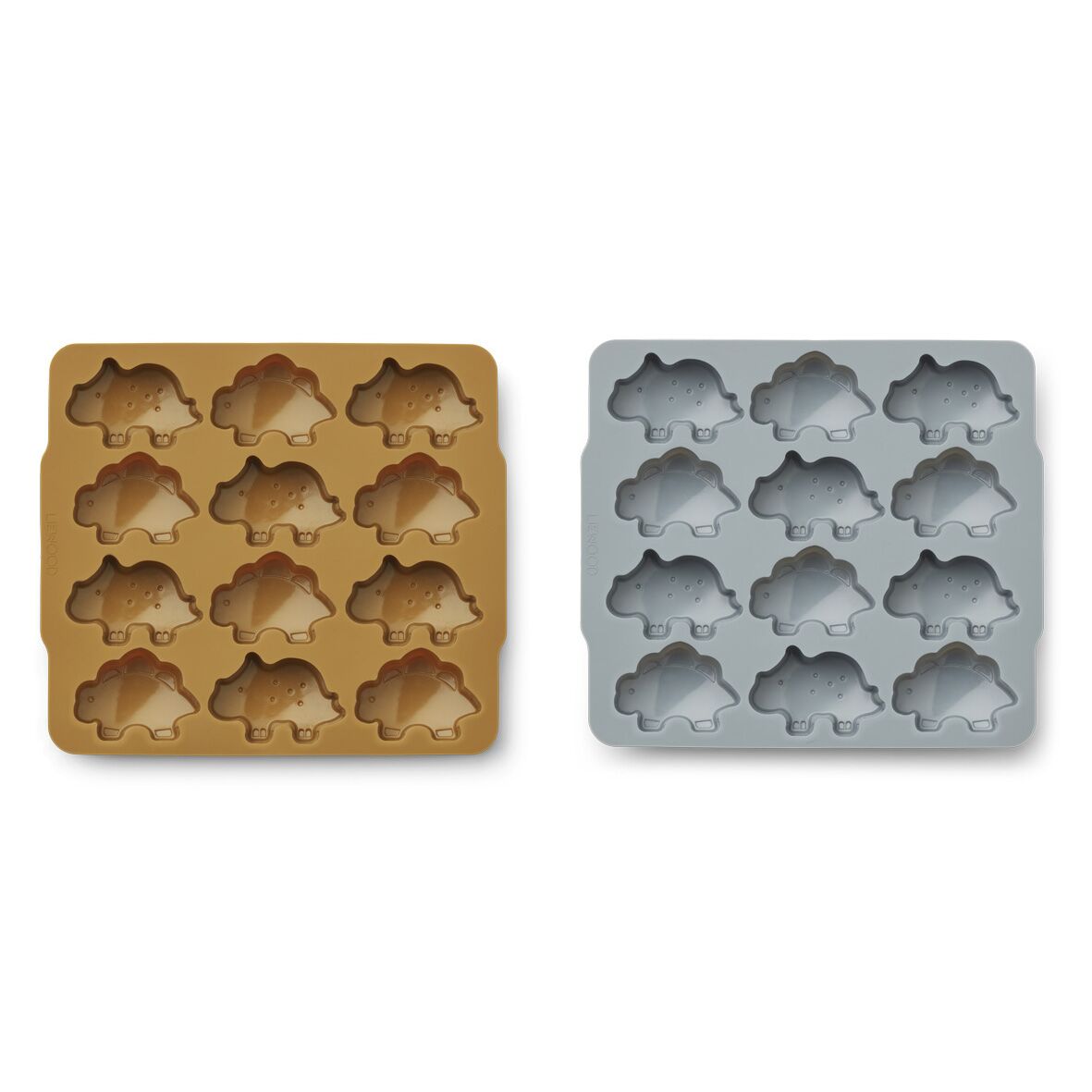 Liewood Sonny Eiswürfelformen „Dino golden caramel / blue fog mix“, 2er-Set, Silikon