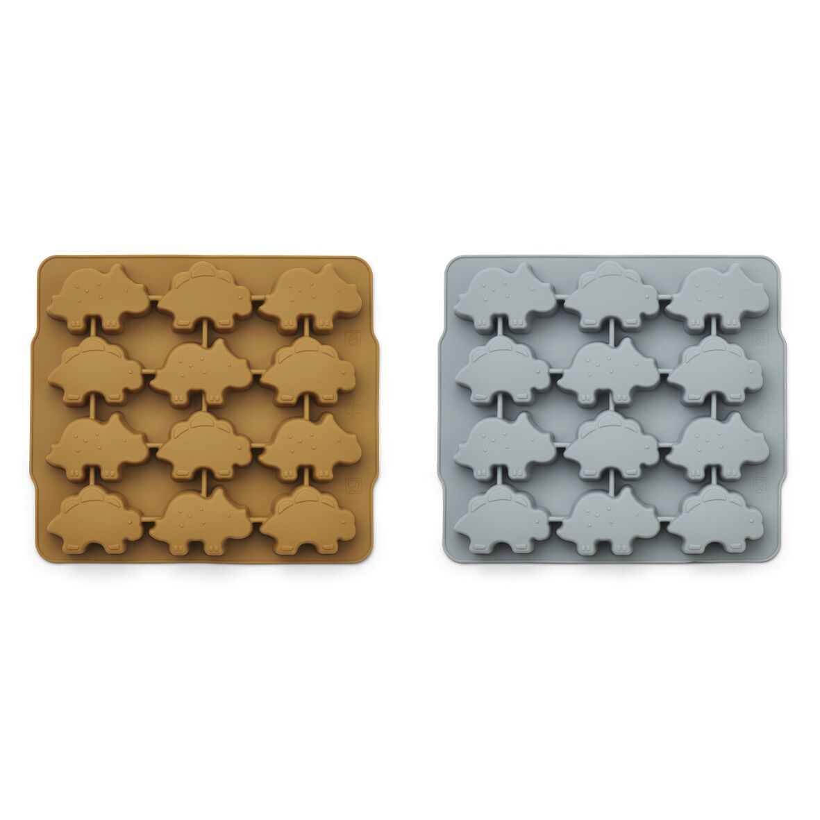 Liewood Sonny Eiswürfelformen „Dino golden caramel / blue fog mix“, 2er-Set, Silikon