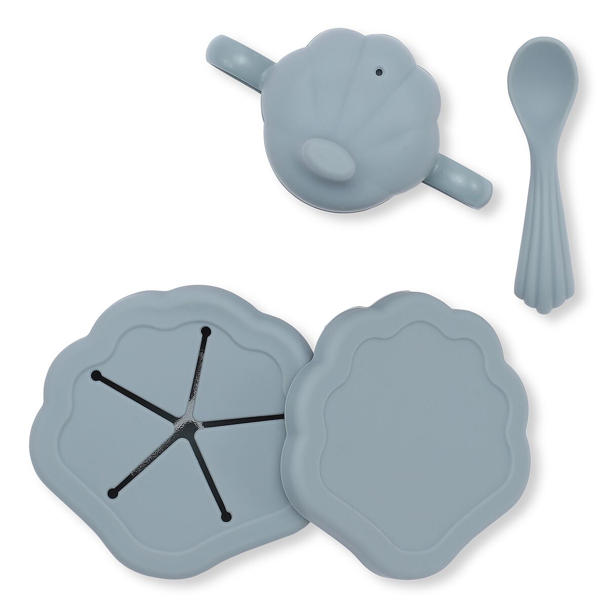Konges Sløjd Silikon-Geschirrset „Muschel / Light Blue“