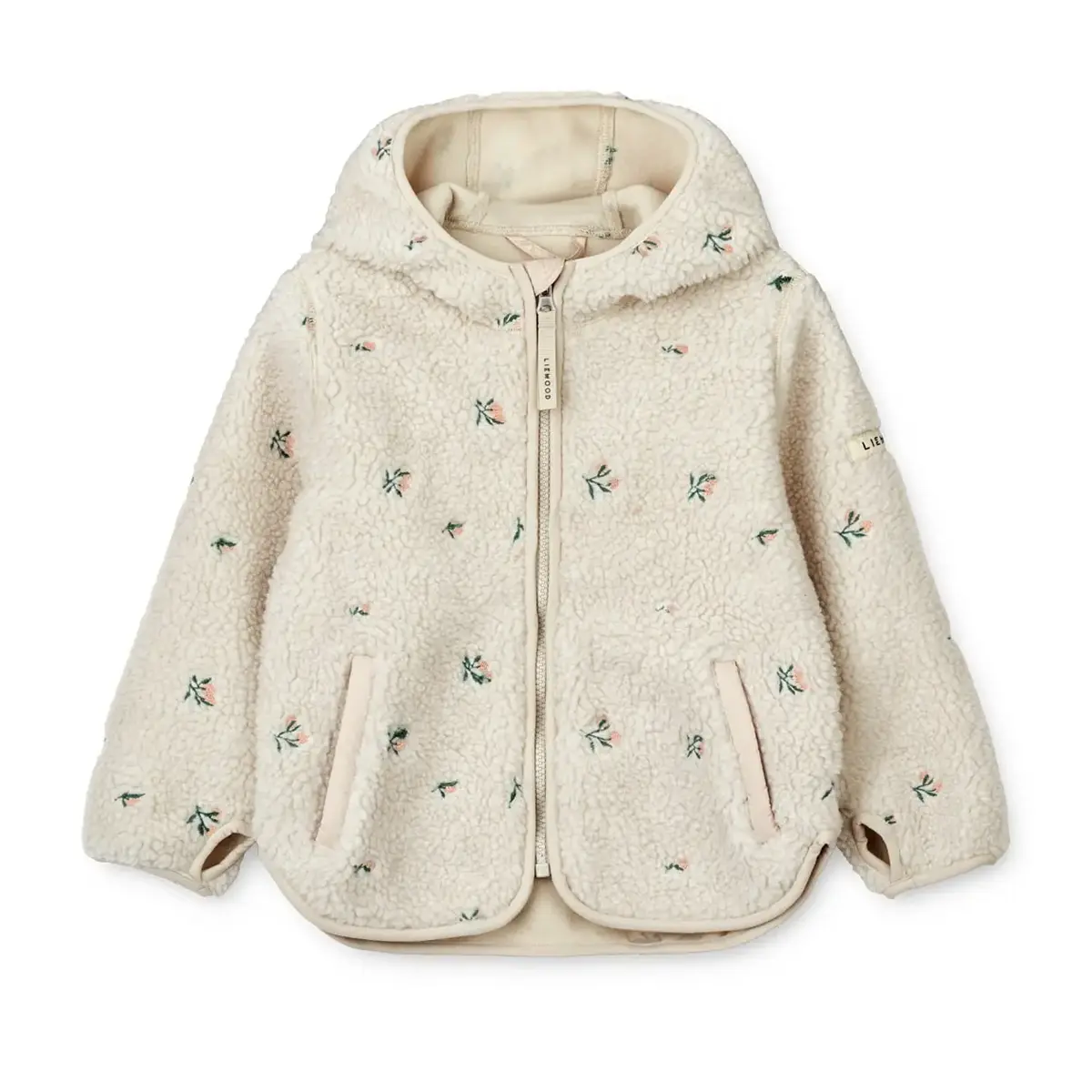 Liewood Mara Sherpa Jacke mit Kapuze „Peach / Sandy Embroidery“