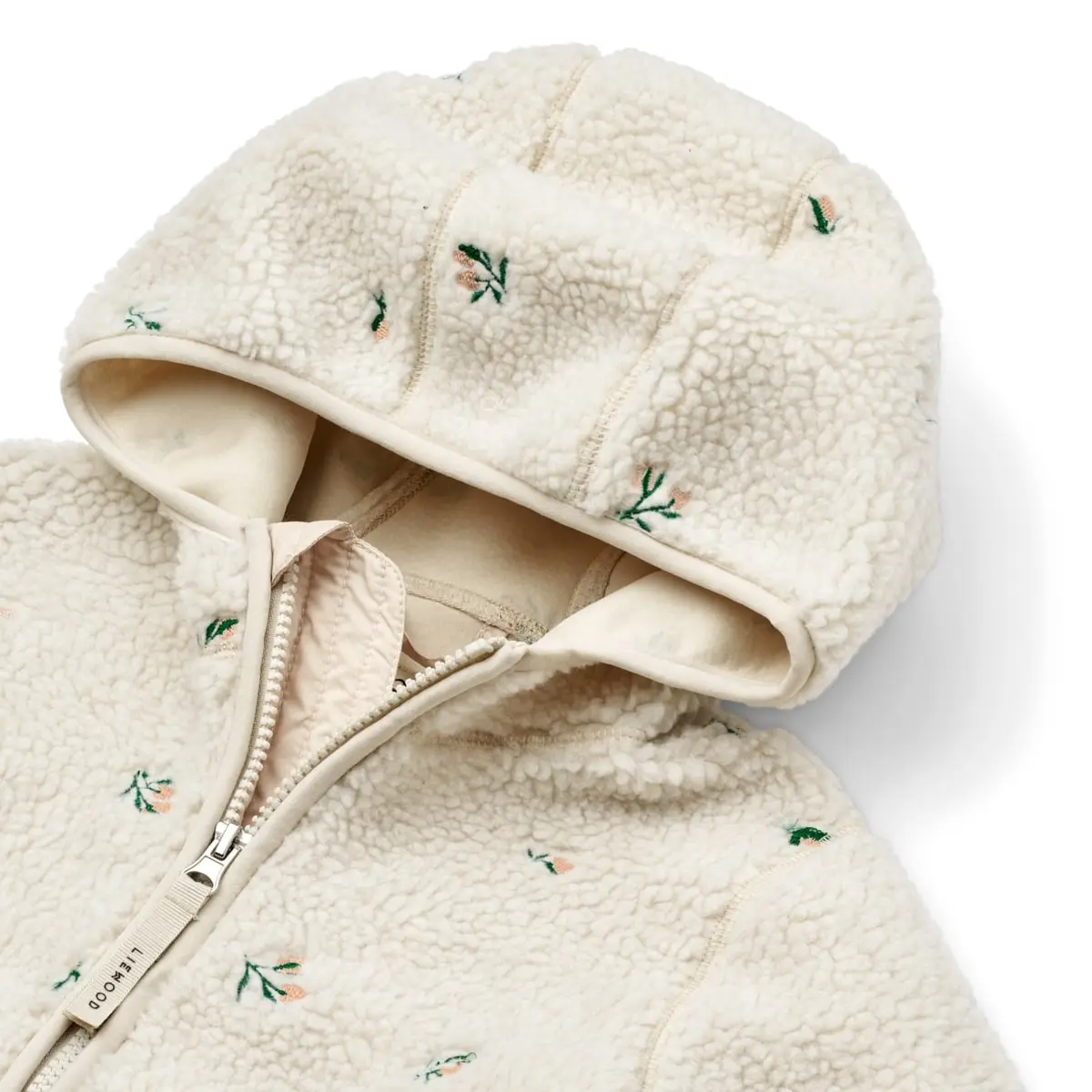 Liewood Mara Sherpa Jacke mit Kapuze „Peach / Sandy Embroidery“