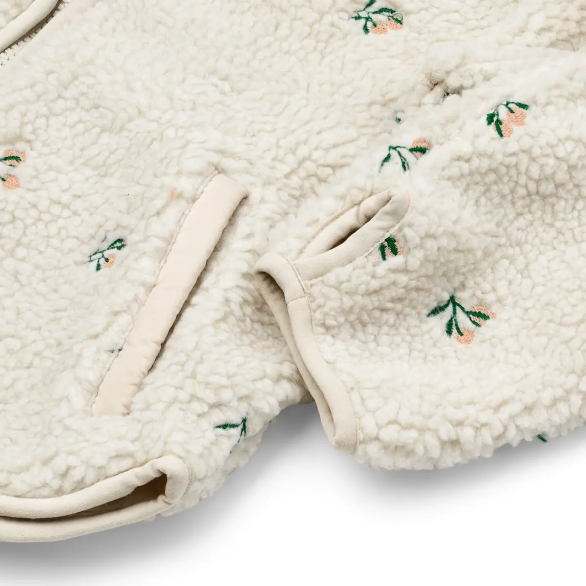 Liewood Mara Sherpa Jacke mit Kapuze „Peach / Sandy Embroidery“