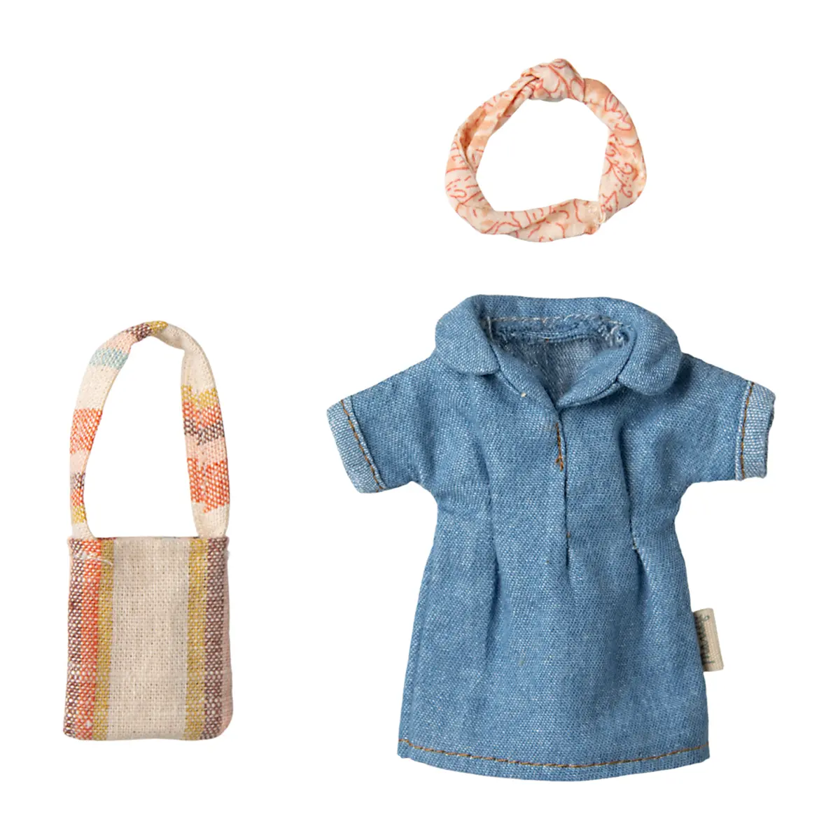 Maileg Puppenkleidungs-Set Jeanskleid und Tasche für Mama Maus