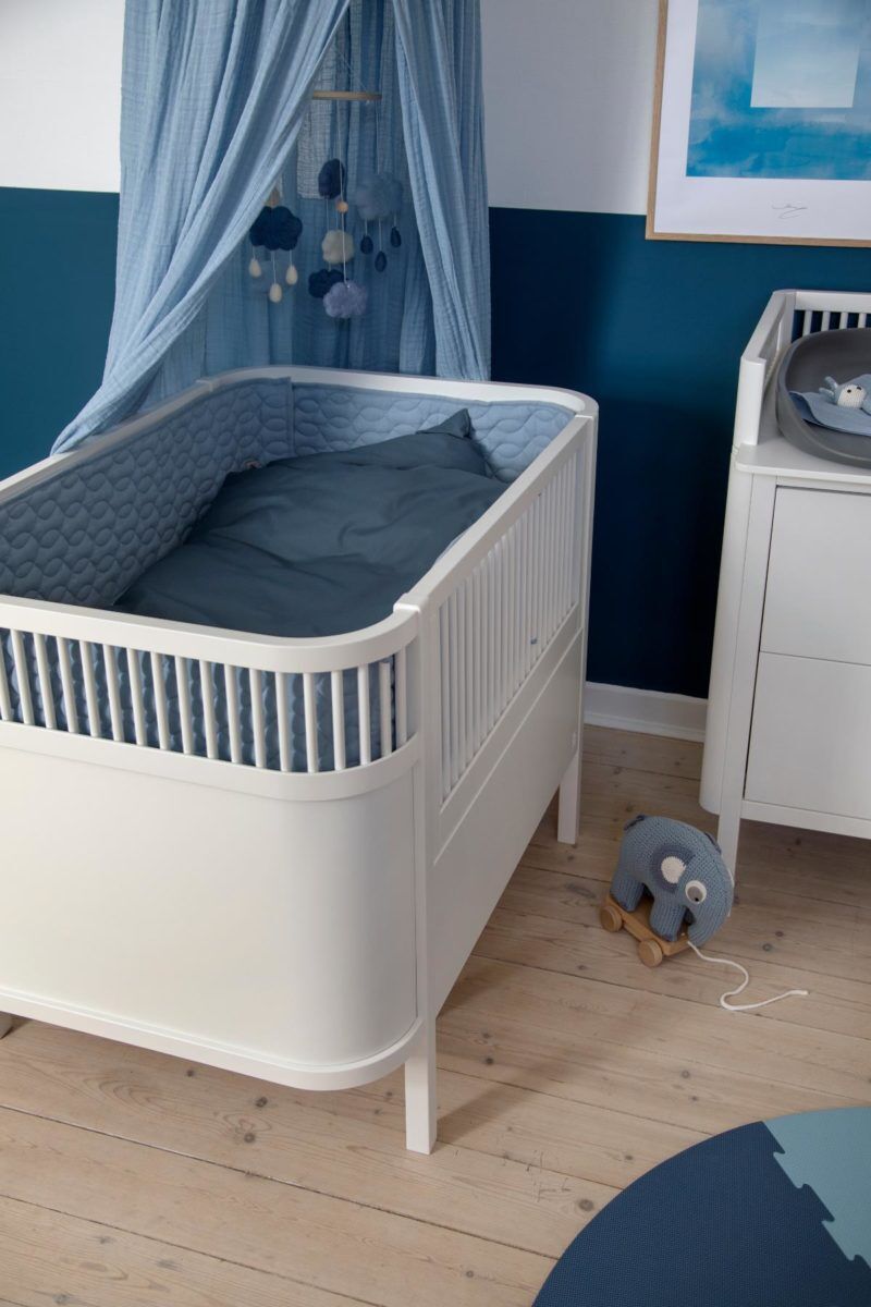 Sebra Bettnestchen abgesteppt „powder blue“, 360cm im Babybett