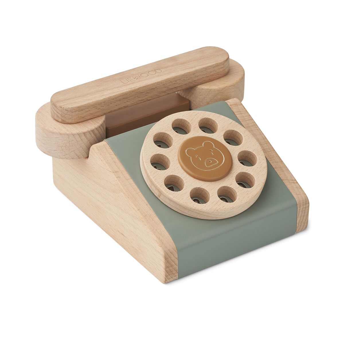 DELISTED Liewood Spielzeugtelefon Selma „Faune green / Golden caramel mix“, Buchenholz