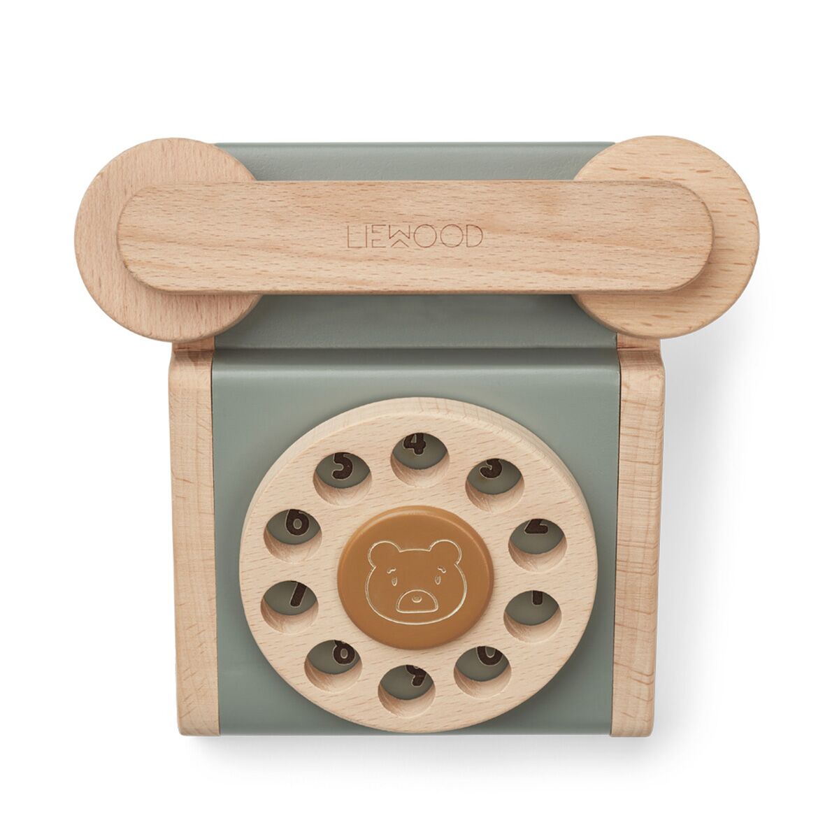 DELISTED Liewood Spielzeugtelefon Selma „Faune green / Golden caramel mix“, Buchenholz – Bild 2