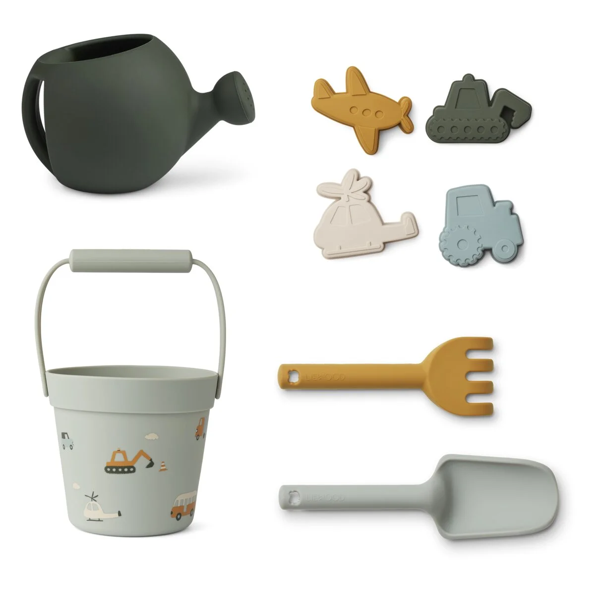 Liewood Florence Strand- und Garten-Set „Vehicles / Dove blue“, Silikon