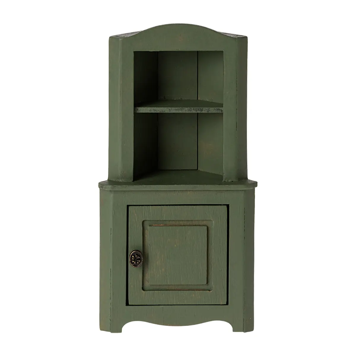 Maileg Miniatur Eckschrank aus Holz, dunkelgrün, 15x8cm