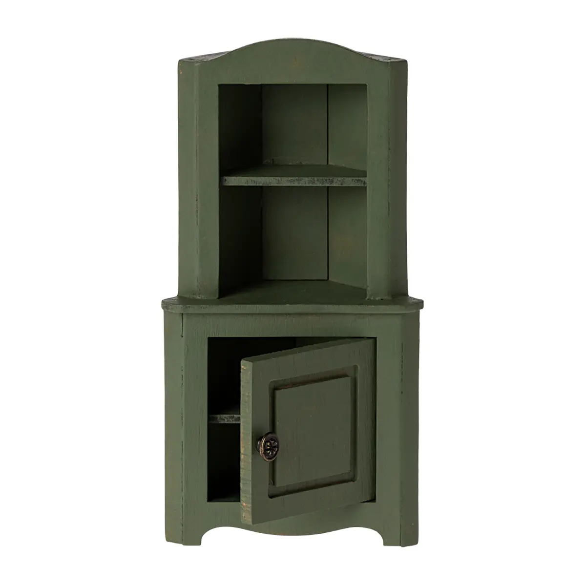 Maileg Miniatur Eckschrank aus Holz, dunkelgrün, 15x8cm