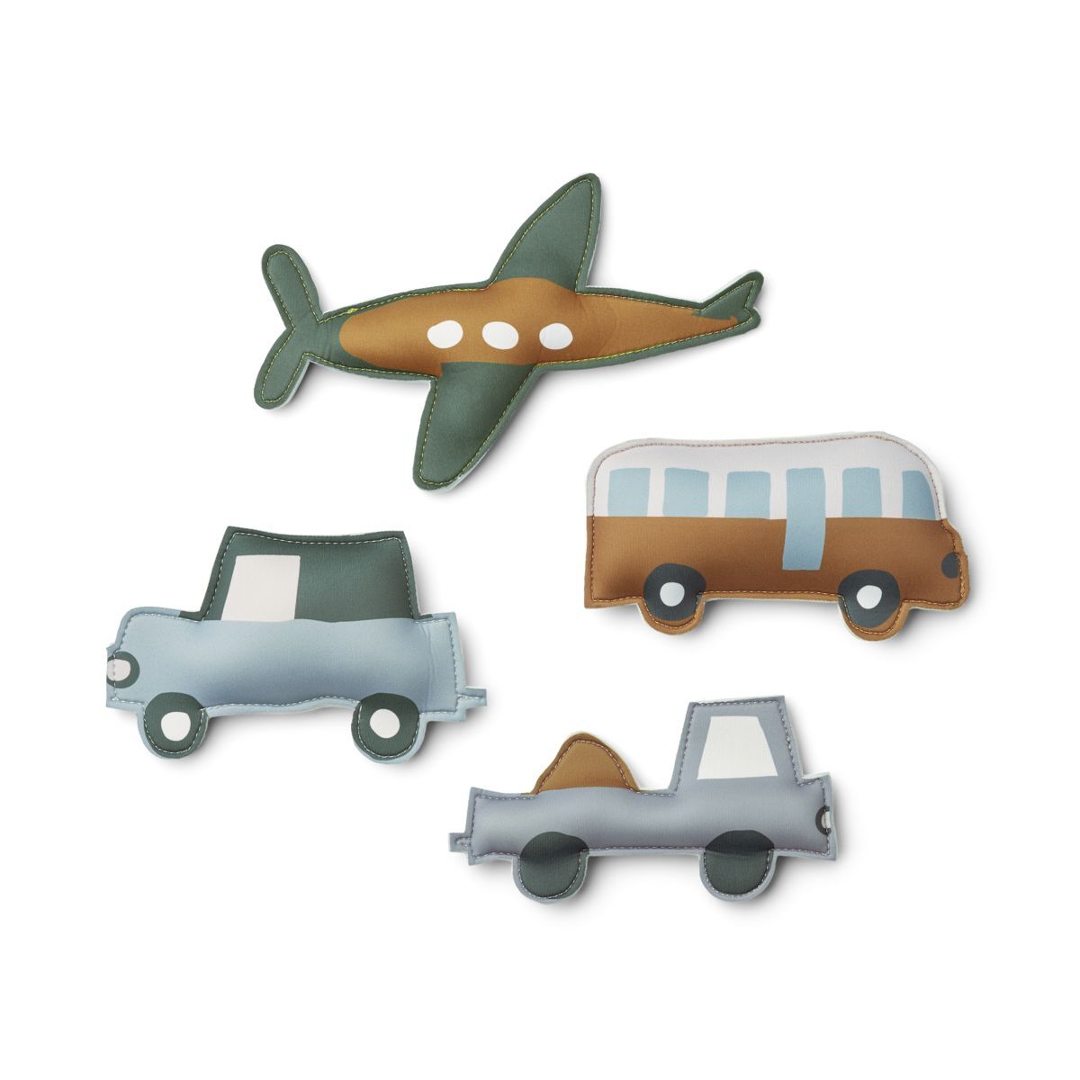 Liewood Neopren Tauchspielzeug Dion „Vehicles : Dove blue“, 4er-Set