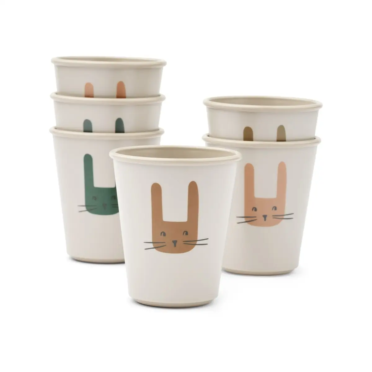 Liewood Kinder-Becher Lana „Bunny / Sandy“ aus PET, 6er-Set