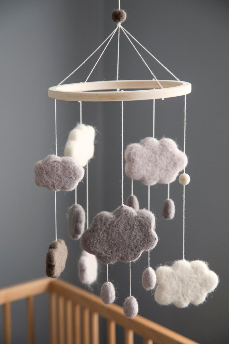 Sebra Mobile aus Filz, Wolken, warmes grau 8018301 - 04