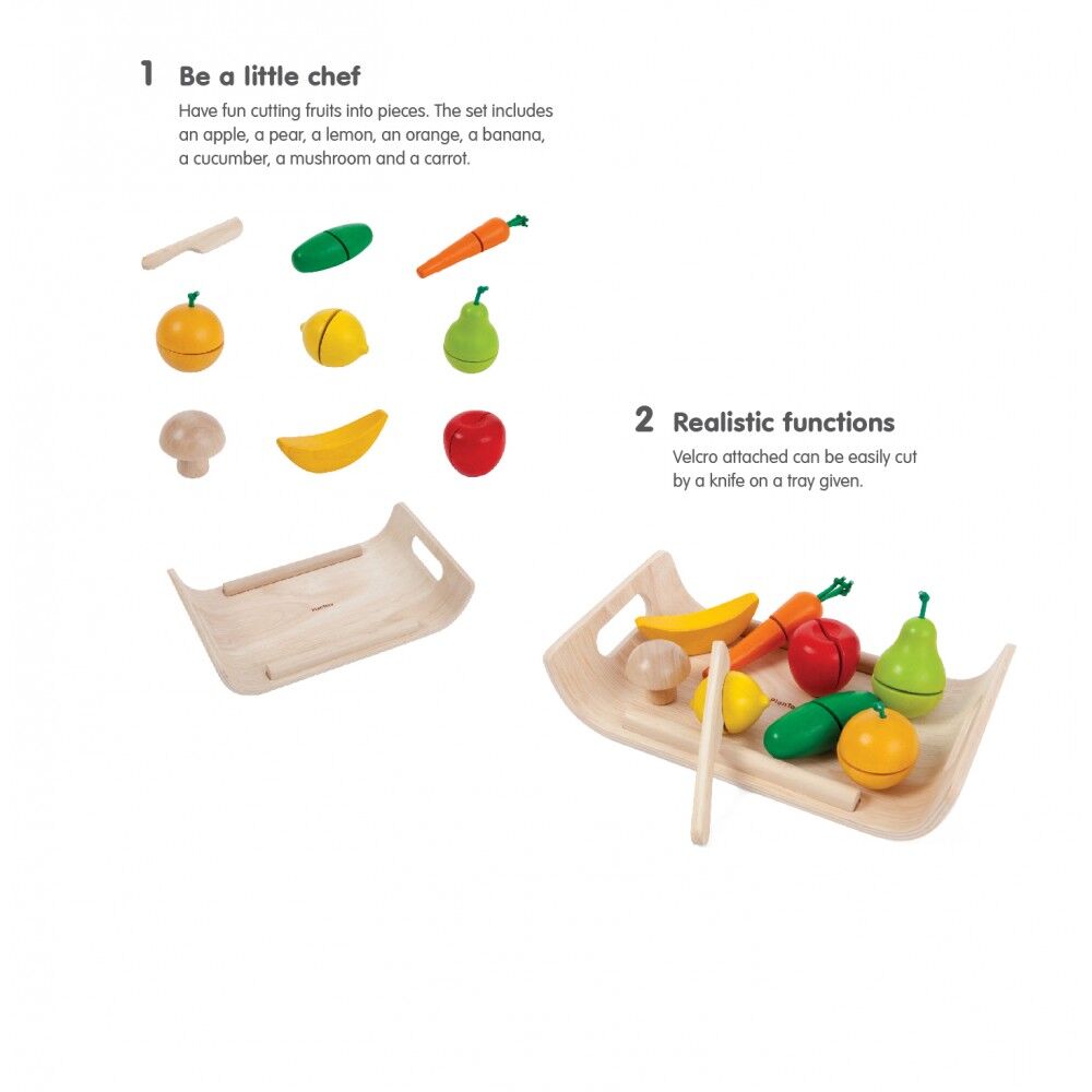 PlanToys Obst & Gemüse mit Schneidebrett Übersicht