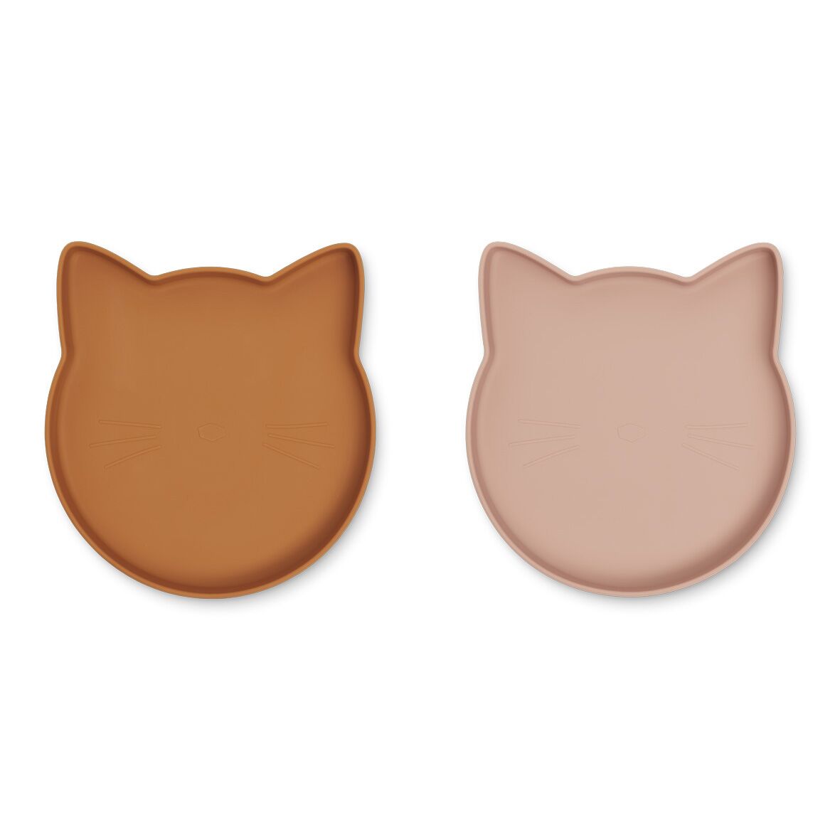 Liewood Marty Teller „Cat mustard : dark rose mix“, Silikon Kinderteller, 2er-Set 01